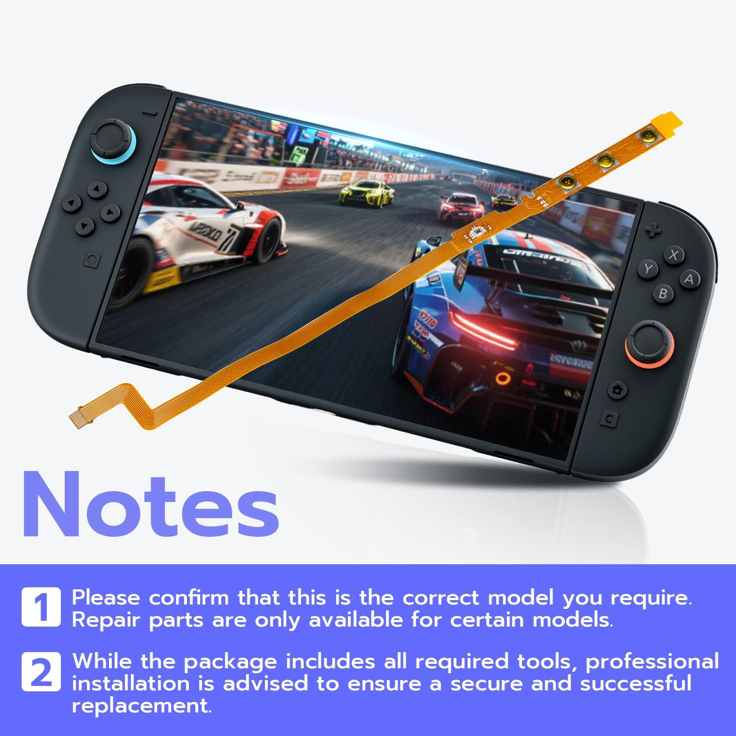 Detalle 2 de Tolesum Kit de réparation pour console NS Switch 2 : câble plat flexible + tournevis et outils