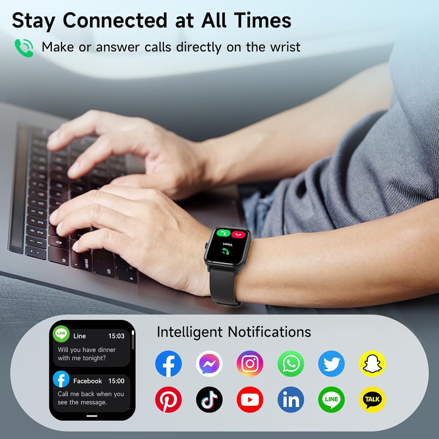 Detalle 2 de Gydom Smart Watch for Men and Women with 1.8" HD Display and Alexa Built-in