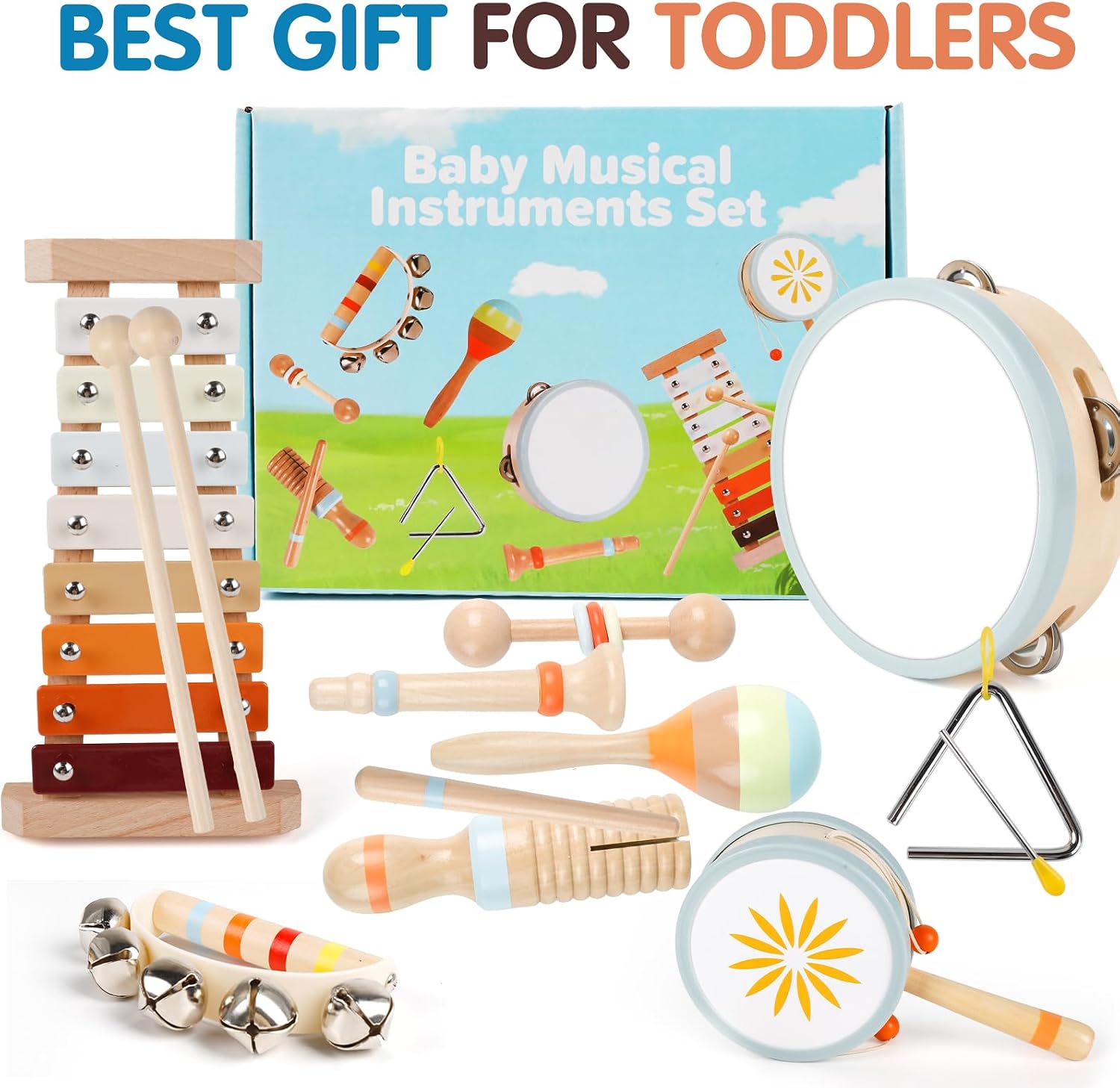 Thumbnail 6 de Wooden Toddler Musical Instruments Set 9PCS โ Montessori xylophone ๐ถ
