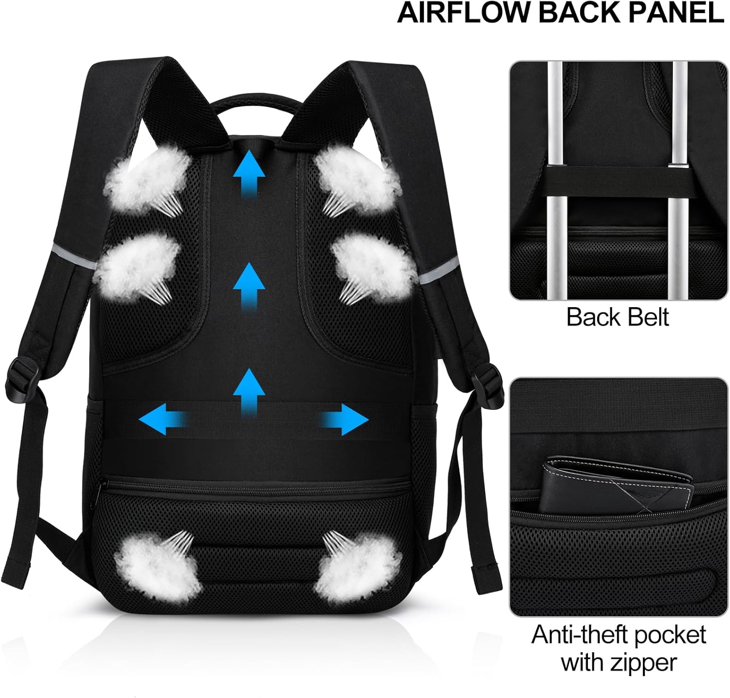 Detalle de YIORMIOR Backpack: Large, USB-enabled Daypack for School, Work and Travel