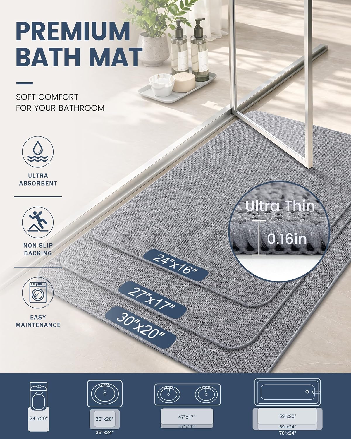 Detalle 2 de Smiry Bath Mat, 59x24