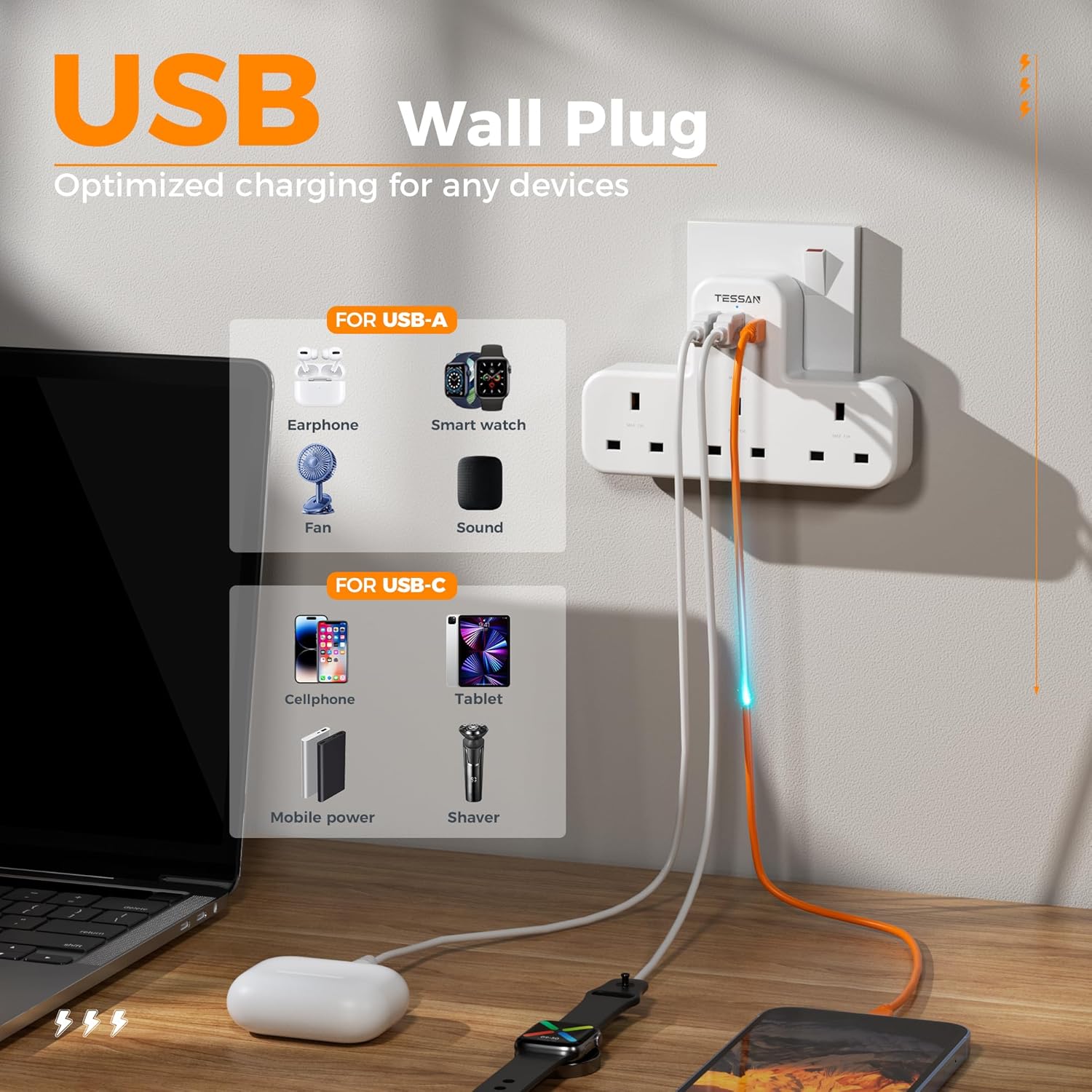 Detalle de TESSAN Plug Adapter 3250W