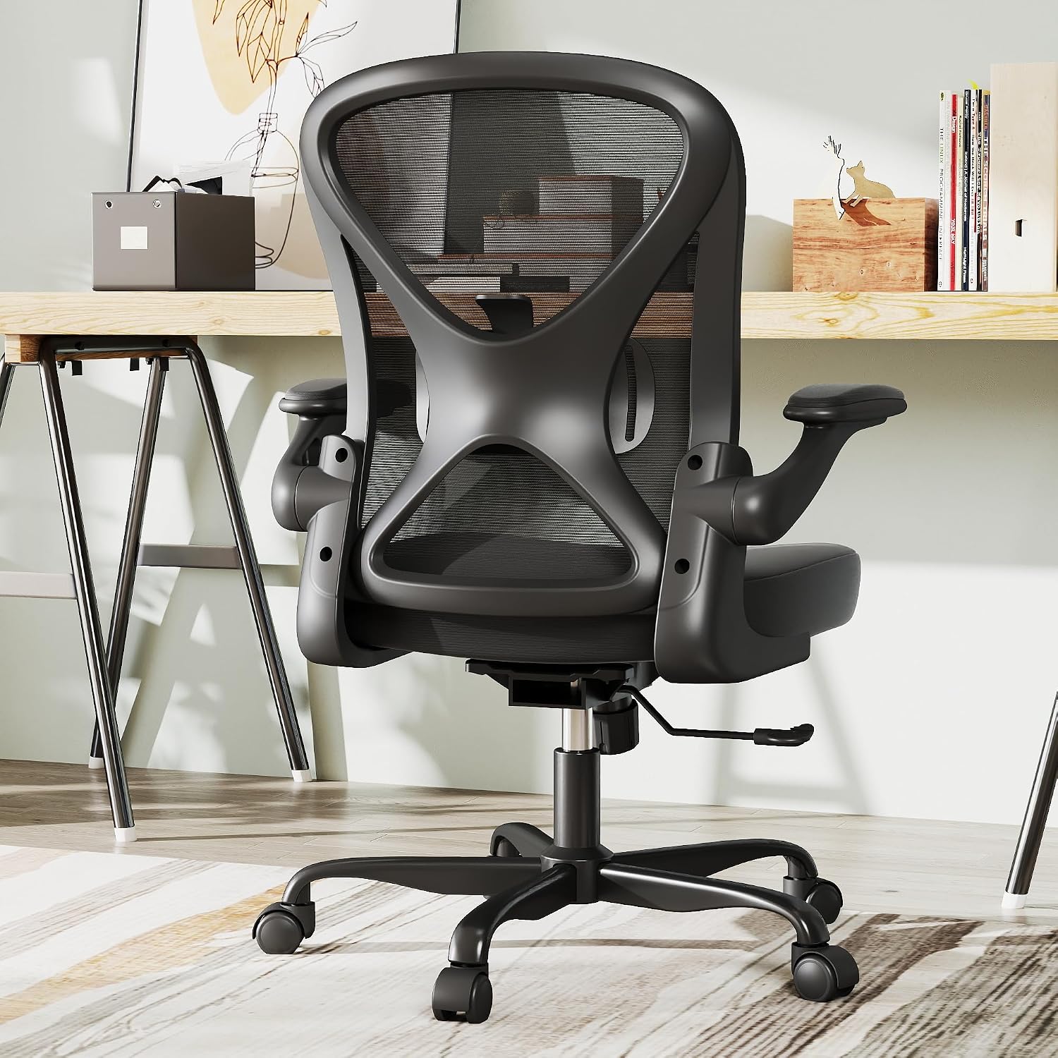 Thumbnail 1 de Keratee Ergonomic Office Chair with Adjustable Lumbar Support – 136 kg Capacity, Mesh Seat & Flip-Up Arms