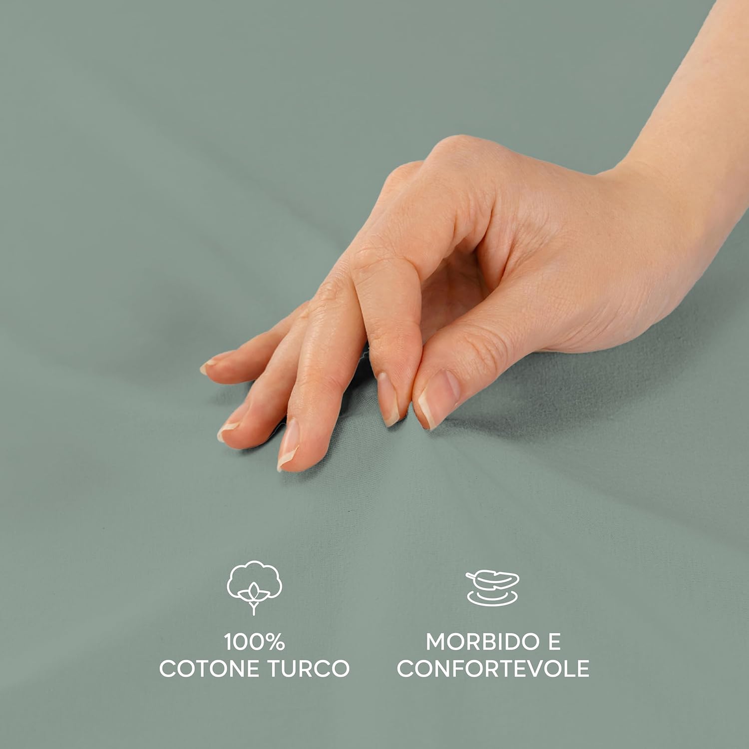 Detalle de Twinzen Federe Cuscino Letto Verde (Set 2) 50x80 cm – Jersey di cotone 150 g/m²