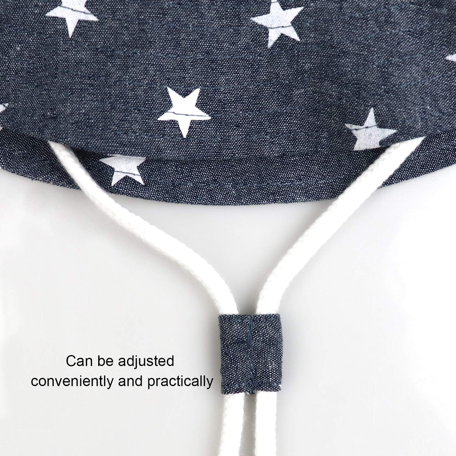 Detalle de DRESHOW Baby Sonnenhut: UPF50+ Strandhut mit breiter Krempe und verstellbarer Passform