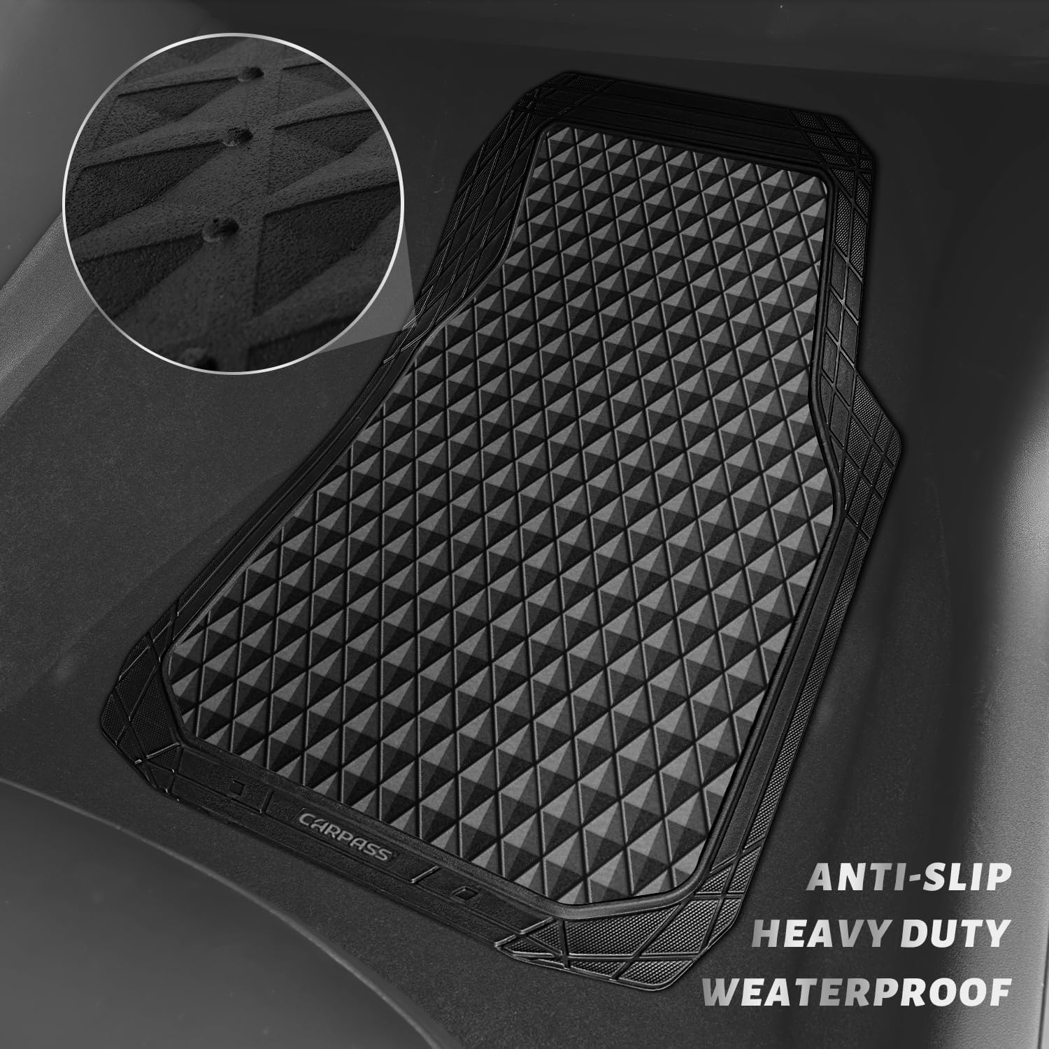 Thumbnail 3 de CAR PASS Black Rubber Car Mats 4-Piece Set