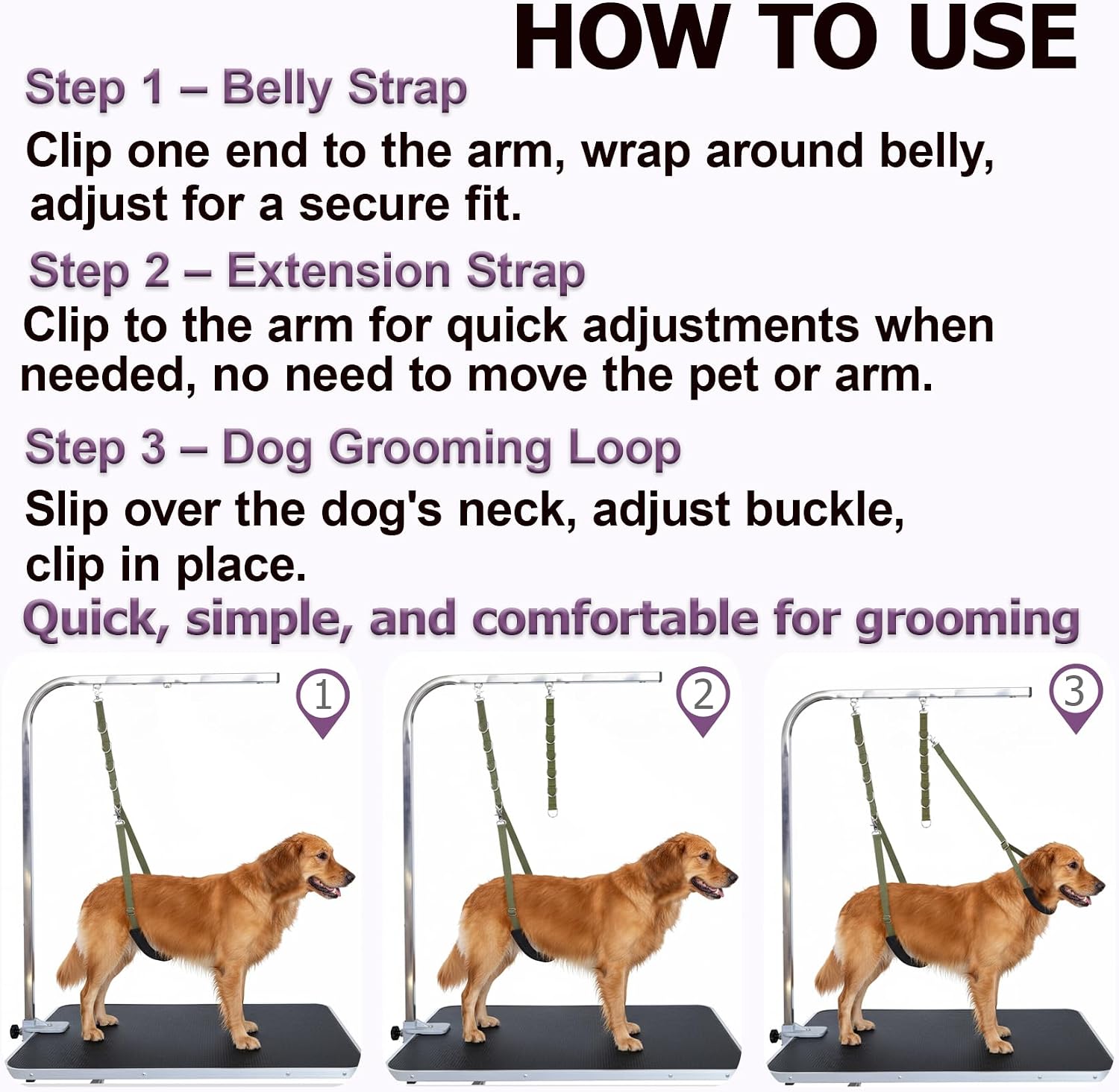 Thumbnail 6 de Dog grooming belly straps, 3 sets