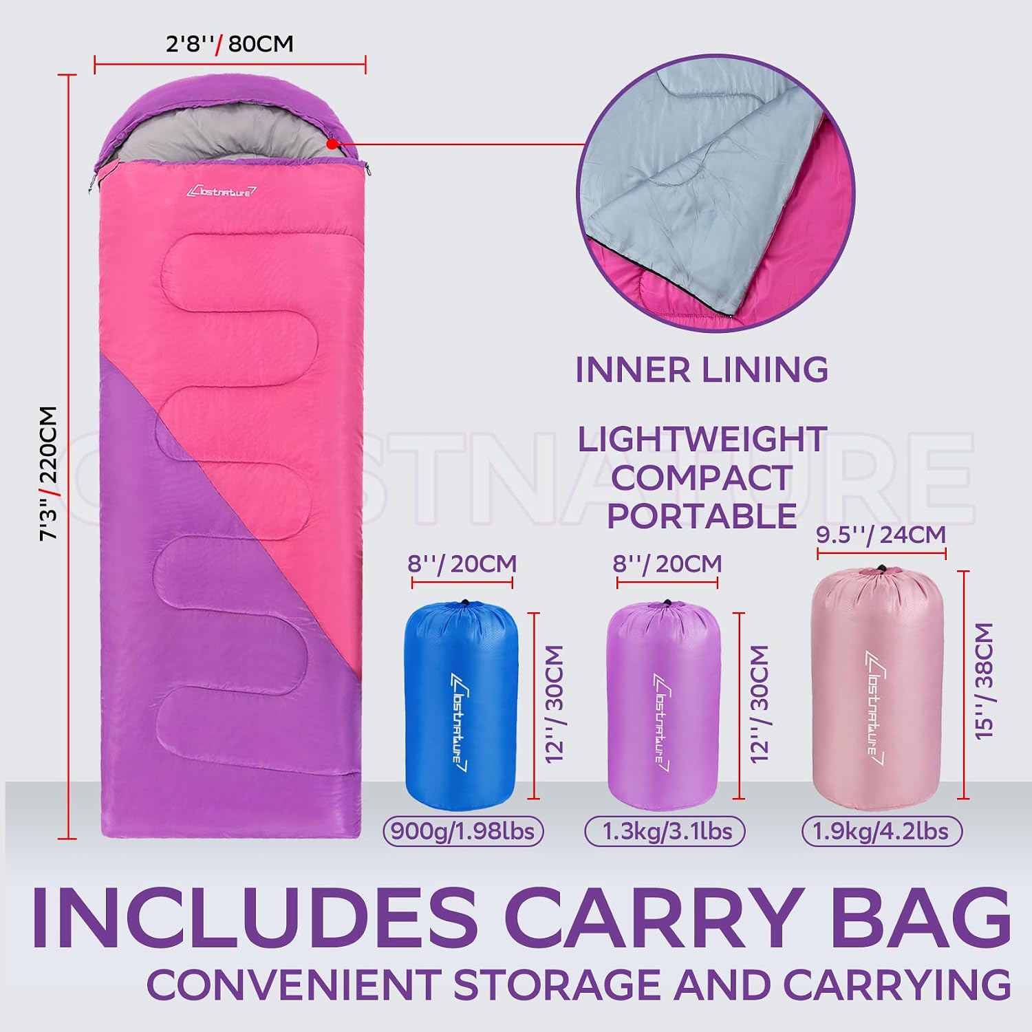 Detalle 2 de Clostnature camping sleeping bag, 210T polyester