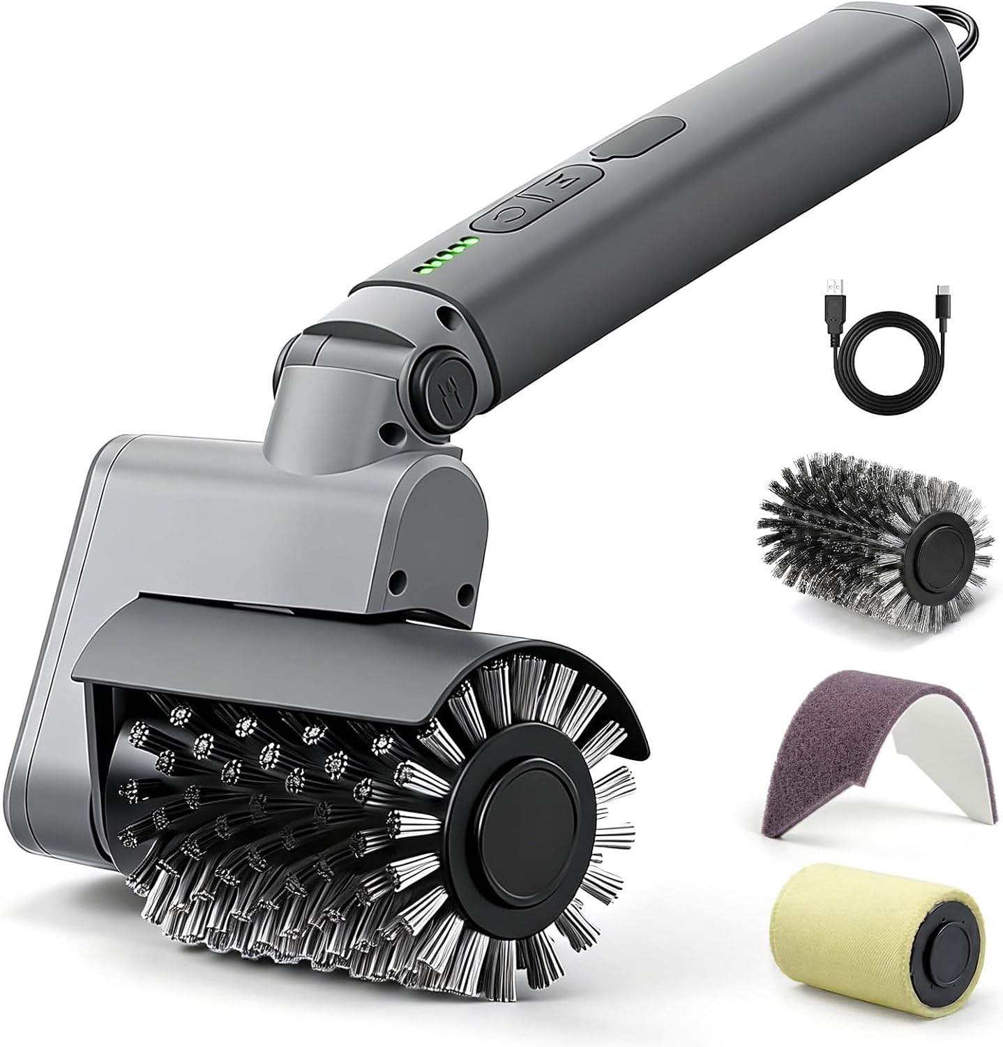Detalle de Kit Spazzola Barbecue Elettrica 3-in-1 – Pulitore BBQ Senza Fili, 450 Giri/min, IPX7, 2 Ore di Autonomia