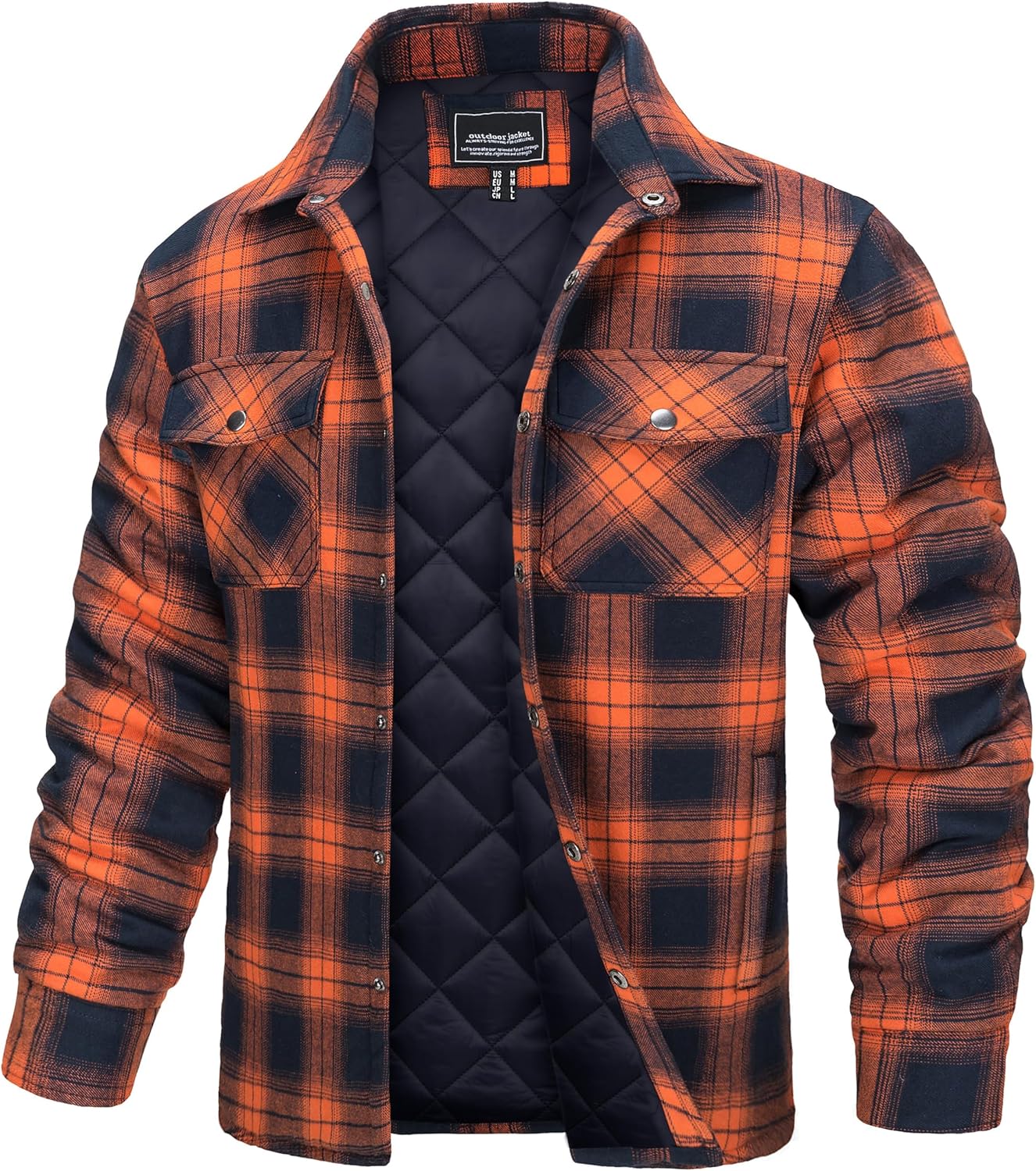 Detalle de TACVASEN Men's Quilted Flannel Jacket, Lightweight Check Button-Down