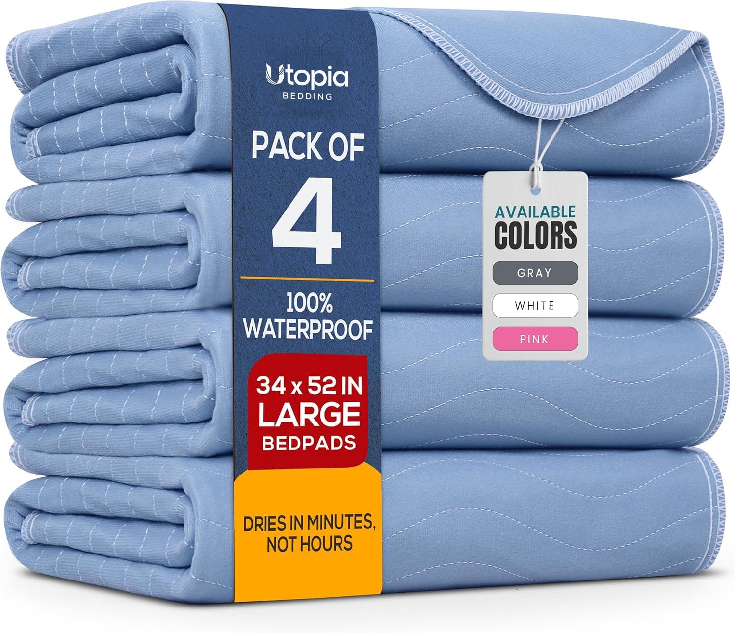 Detalle de Utopia Bedding UB1308 Reusable Waterproof Bed Pads, 34" x 52", Blue