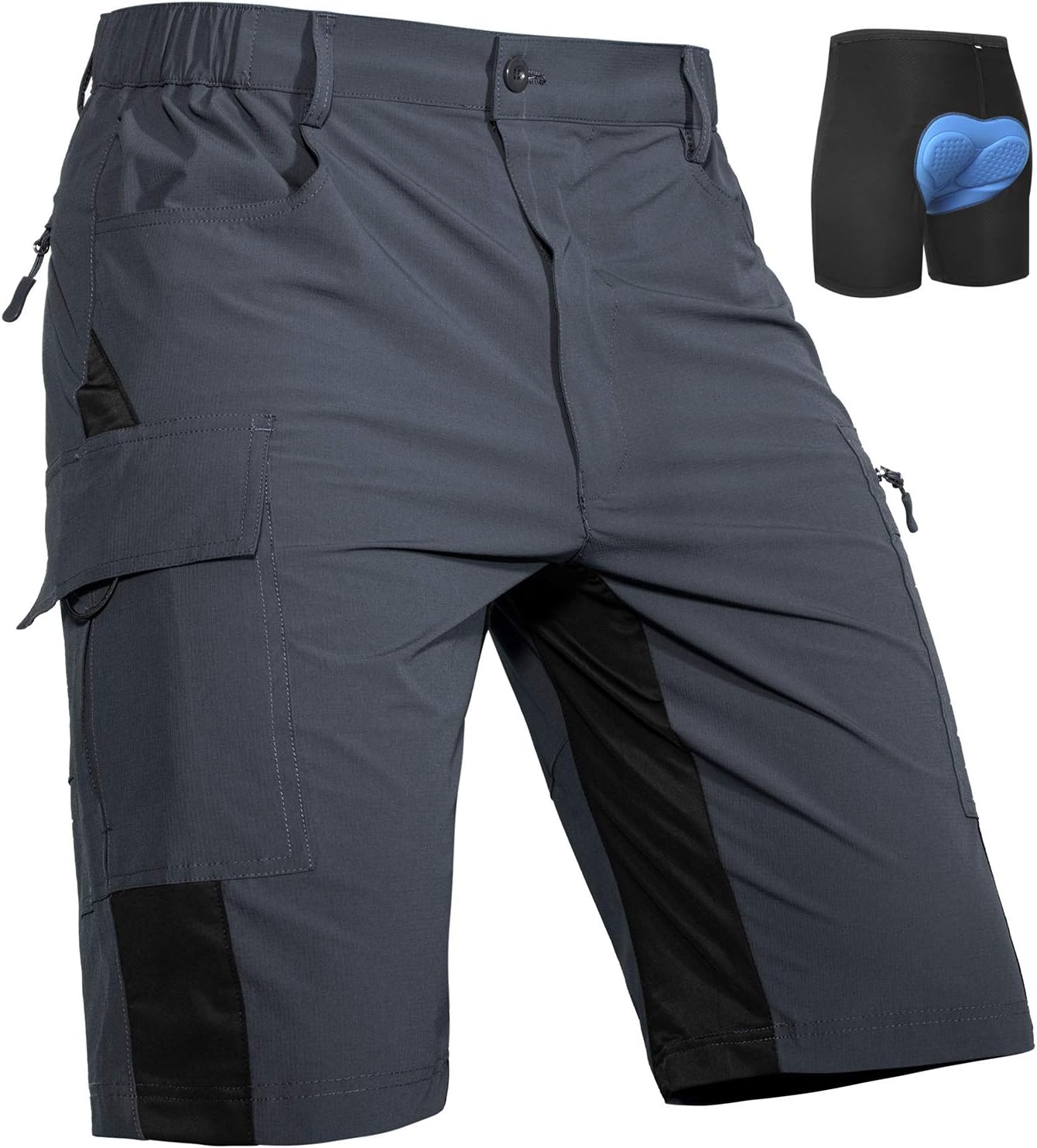 Detalle de Cycorld MTB Hose Herren: schnelltrocknende Radhose mit 4D-Sitzpolster und herausnehmbarer Radunterhose