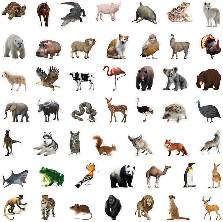 Detalle 2 de Animal Vinyl Stickers, 50-Piece Pack