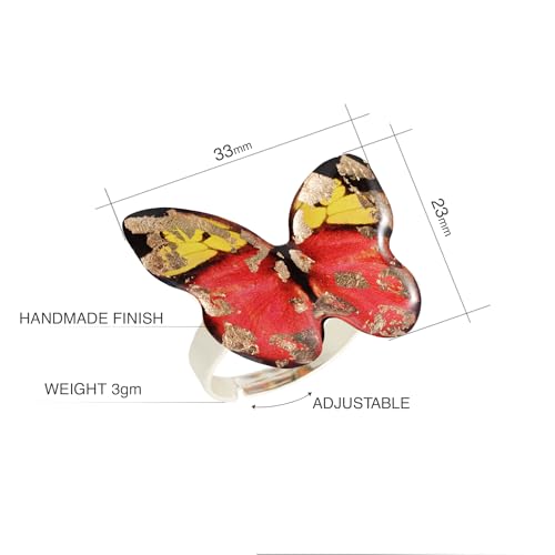 Detalle 2 de Dragon Porter Style 25, bague fantaisie réglable rose et noire, fleur ou papillon