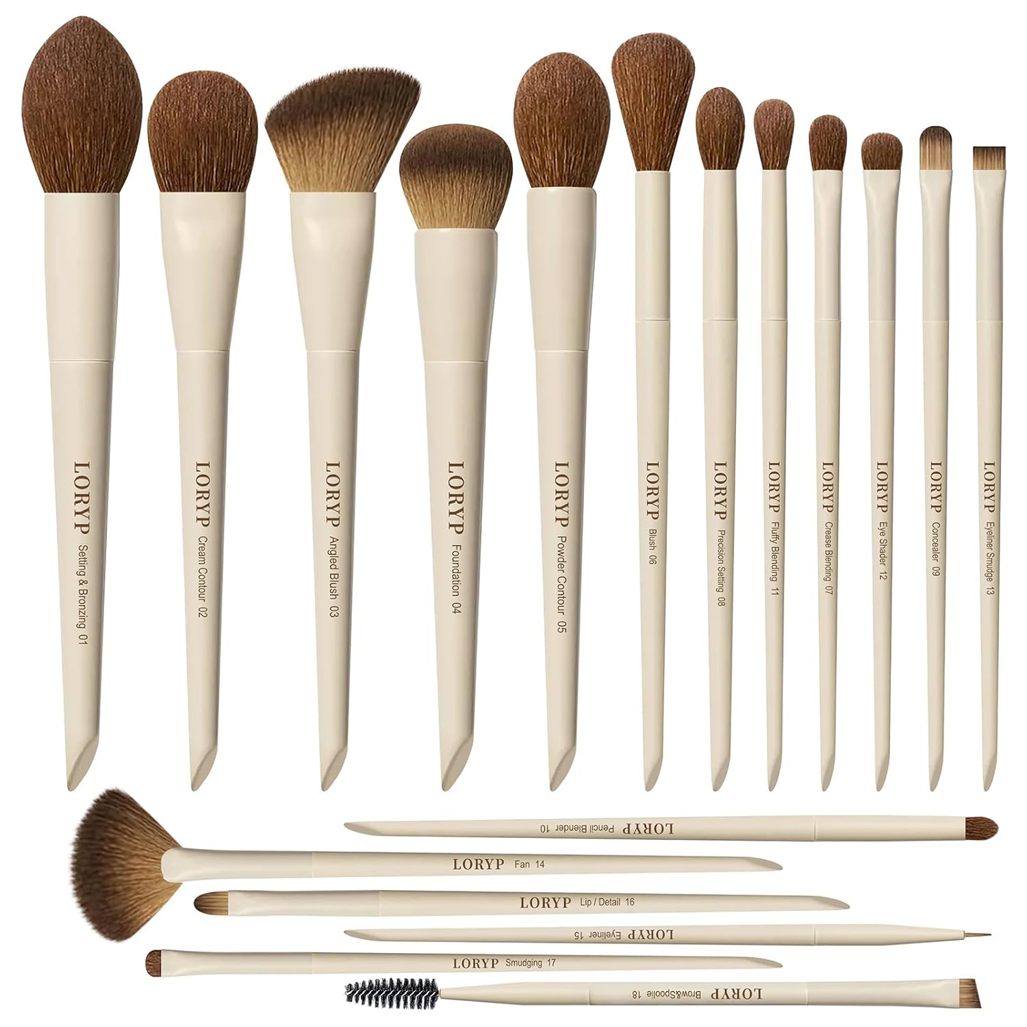 Detalle de LORYP Makeup Brushes Set 18-piece brush kit ๐