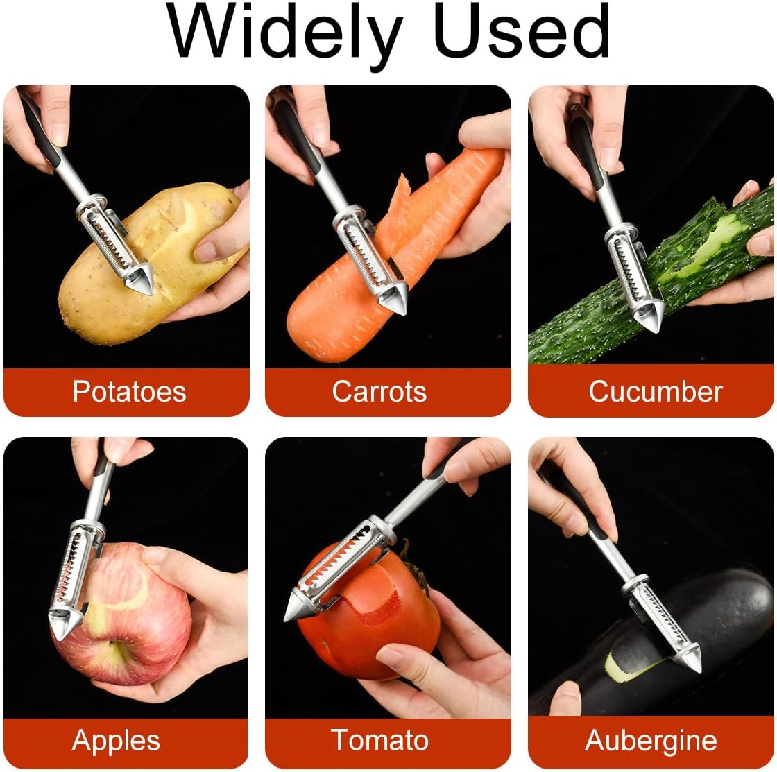 Thumbnail 4 de Kzouenzu Premium Sparschäler aus Edelstahl – rutschfester Griff, mit Sparnoppen zum Entfernen von Kartoffelkeimen