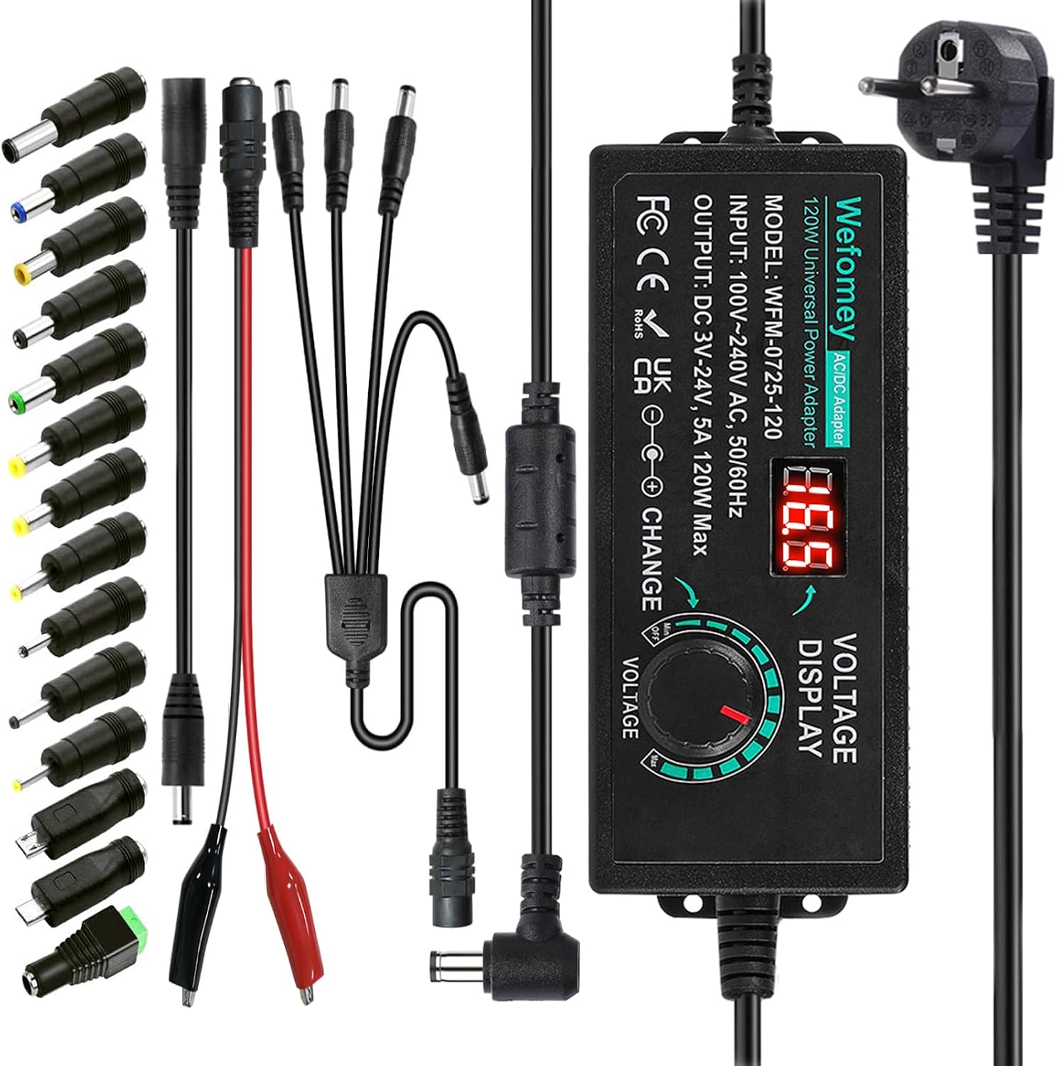 Detalle de 3V-24V 5A 120W Einstellbares Netzadapter 🔌