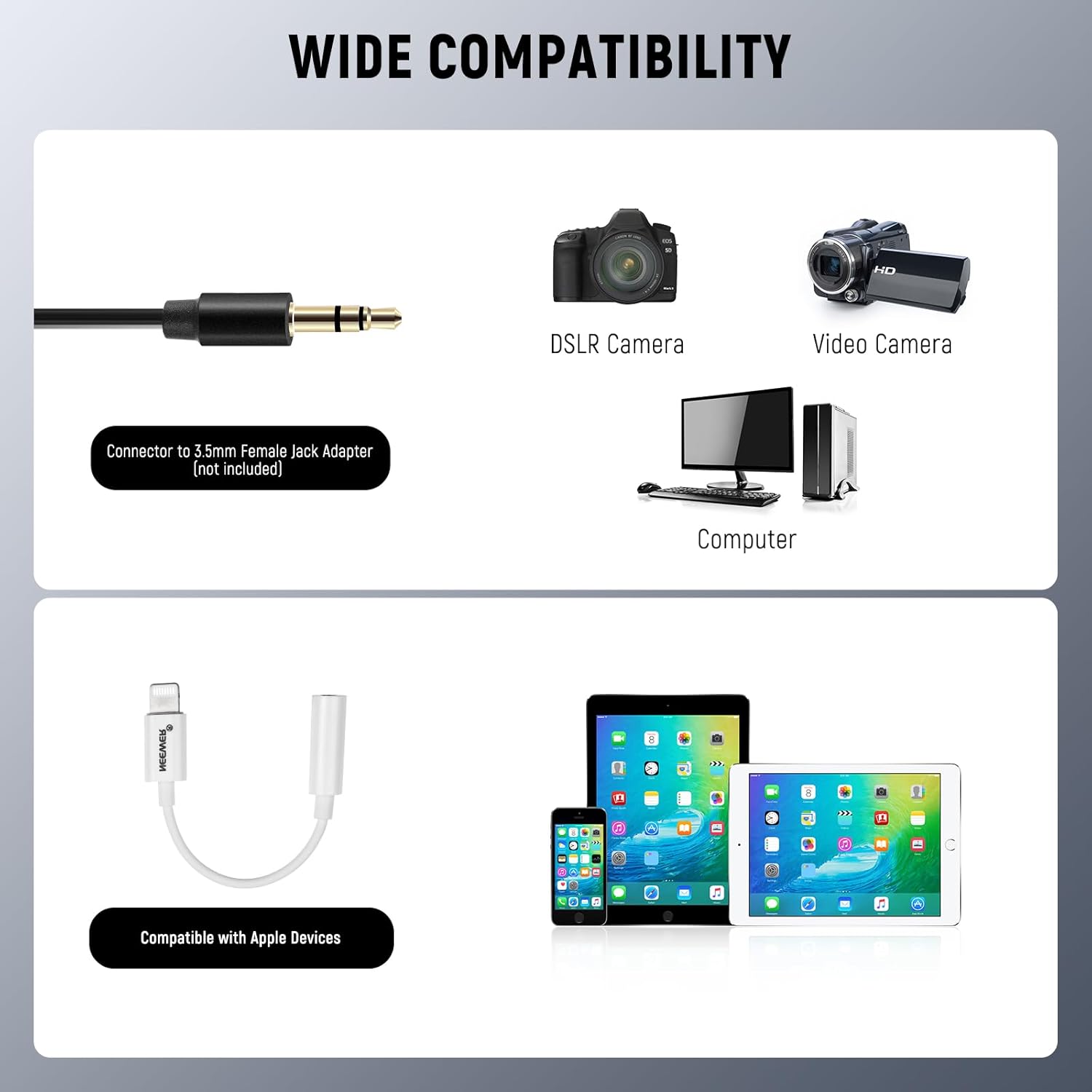 Detalle de NEEWER 2er Pack kabelgebundene Lavalier-Mikrofone – omnidirektional, kompatibel mit DJI/Mic Sendern und Rode GO II