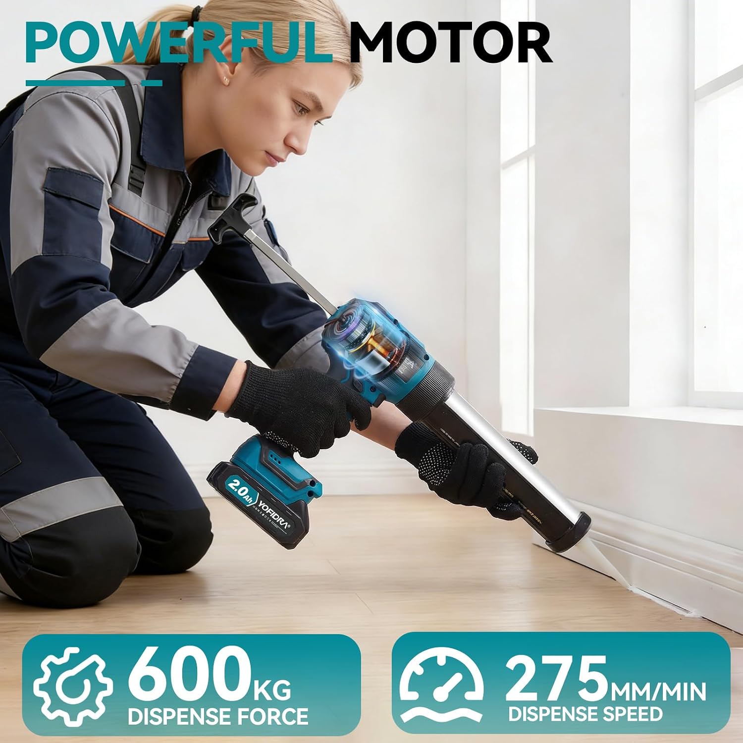 Detalle 2 de Yofidra elektrisk silikonfogpistol med 6 hastigheter och LED-belysning