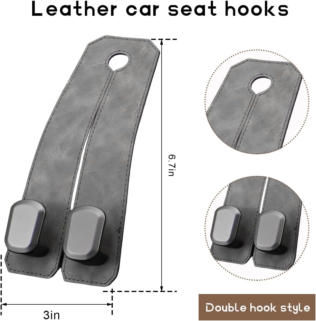 Detalle 2 de LSKASELUE Car Seat Headrest Hook Leather