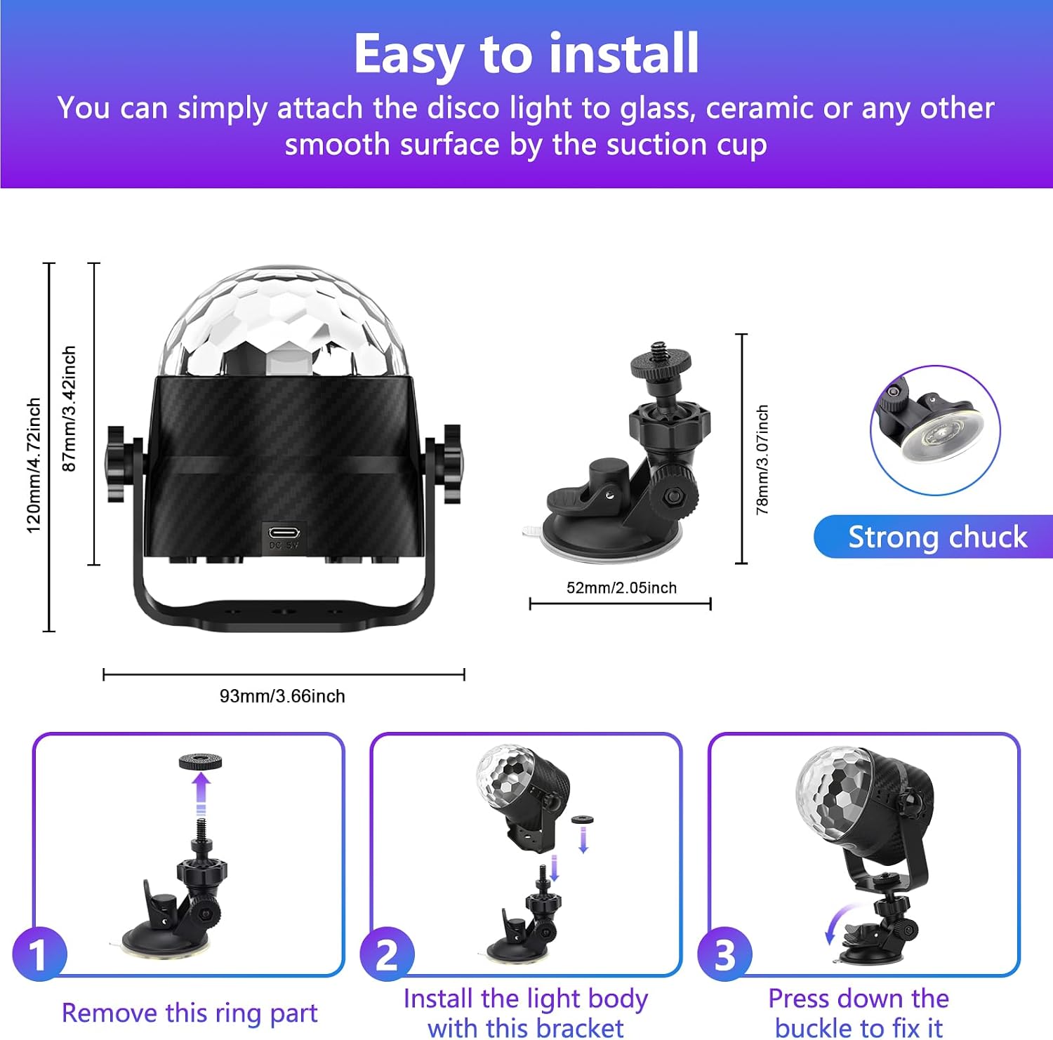 Thumbnail 5 de Gobikey Pack of 2: Lights 360° Rotation Sound Activated Disco Ball Lights