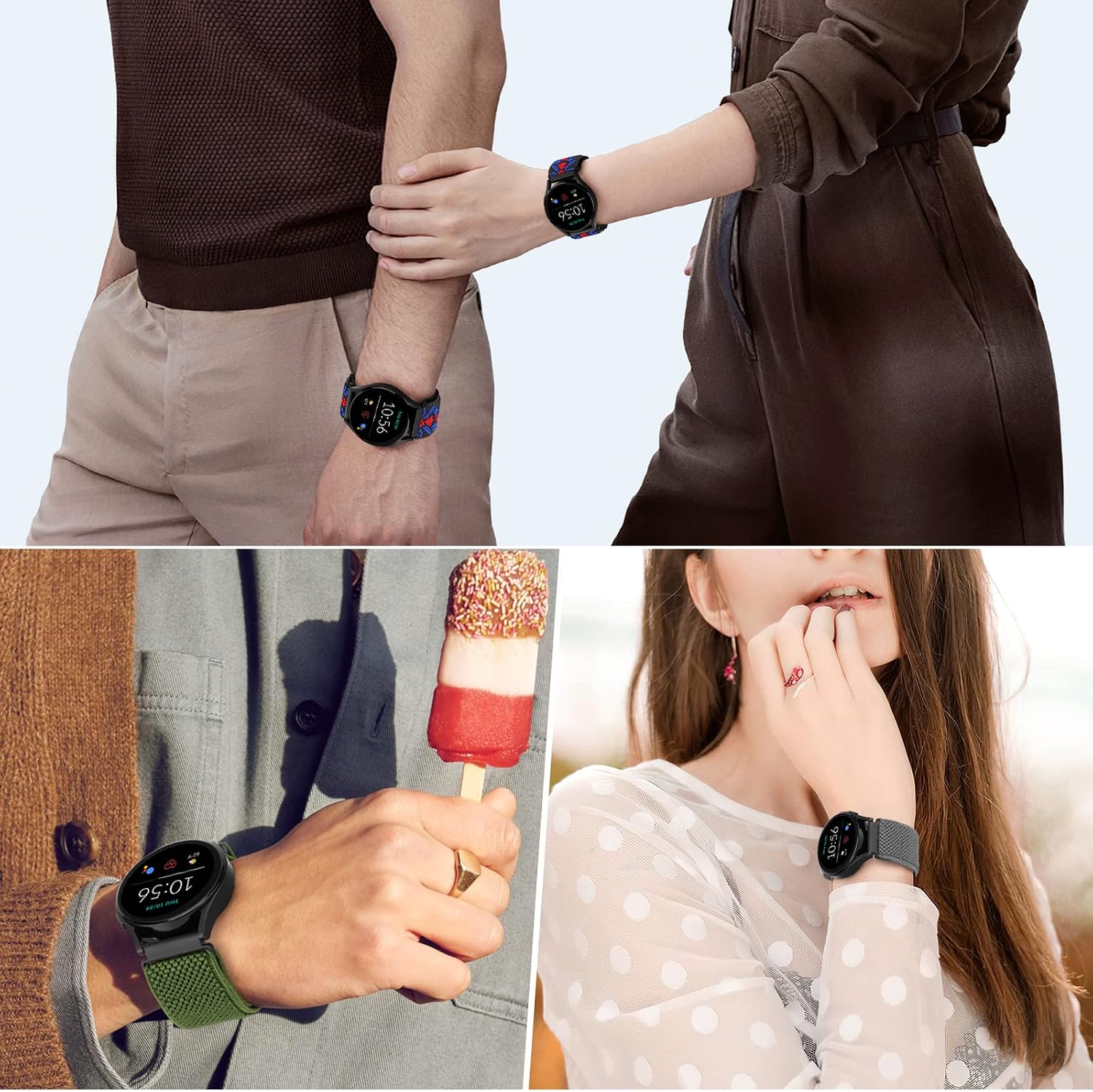 Thumbnail 6 de SHIJZWD Elastische Uhrenarmbänder – 16–24 mm mit Schnellverschluss, elastisch, verstellbares Nylonband