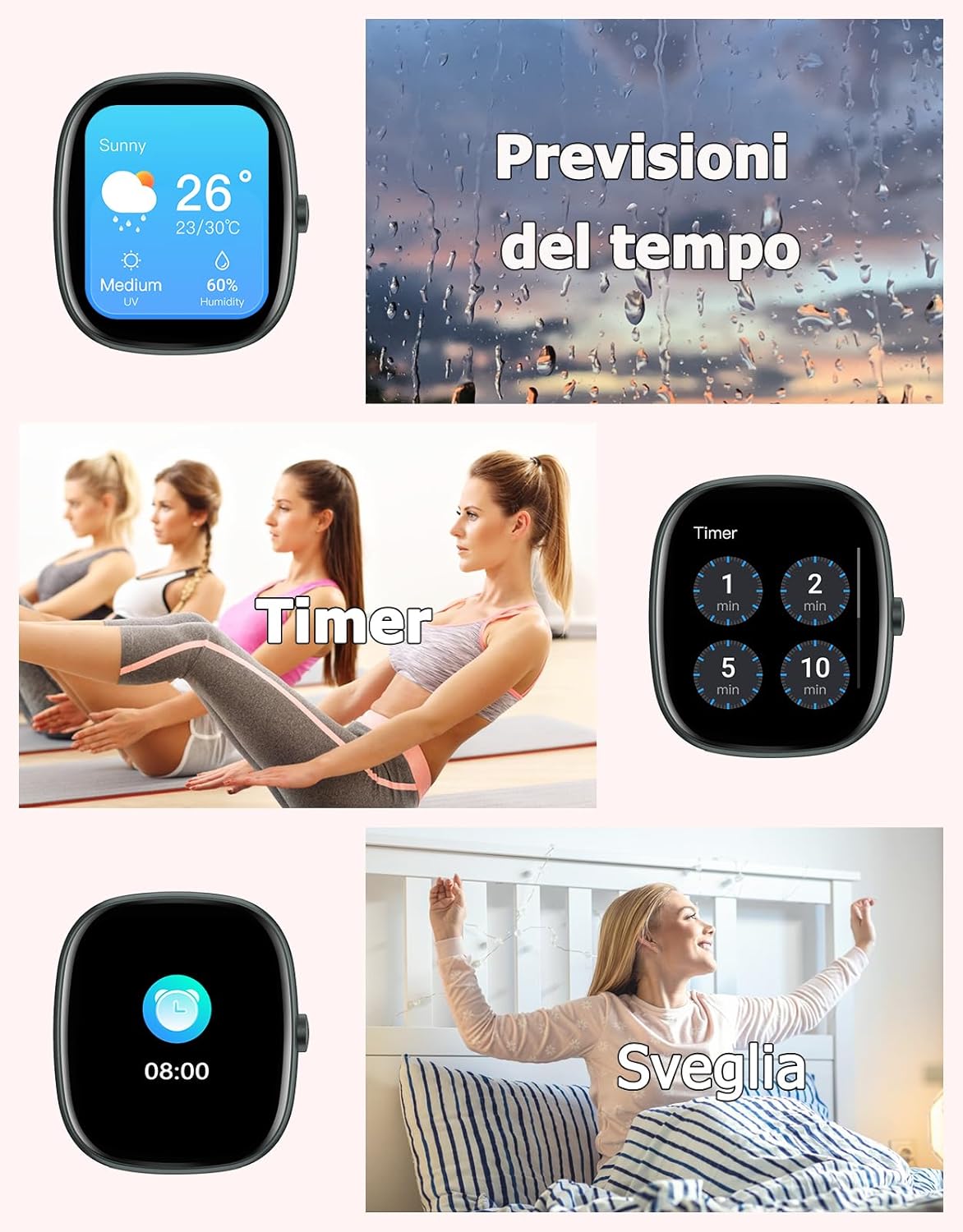Detalle de HUAKUA Smartwatch Uomo Donna – Chiamate, Notifiche e Fitness con AMOLED, 5ATM e Bluetooth 5.4