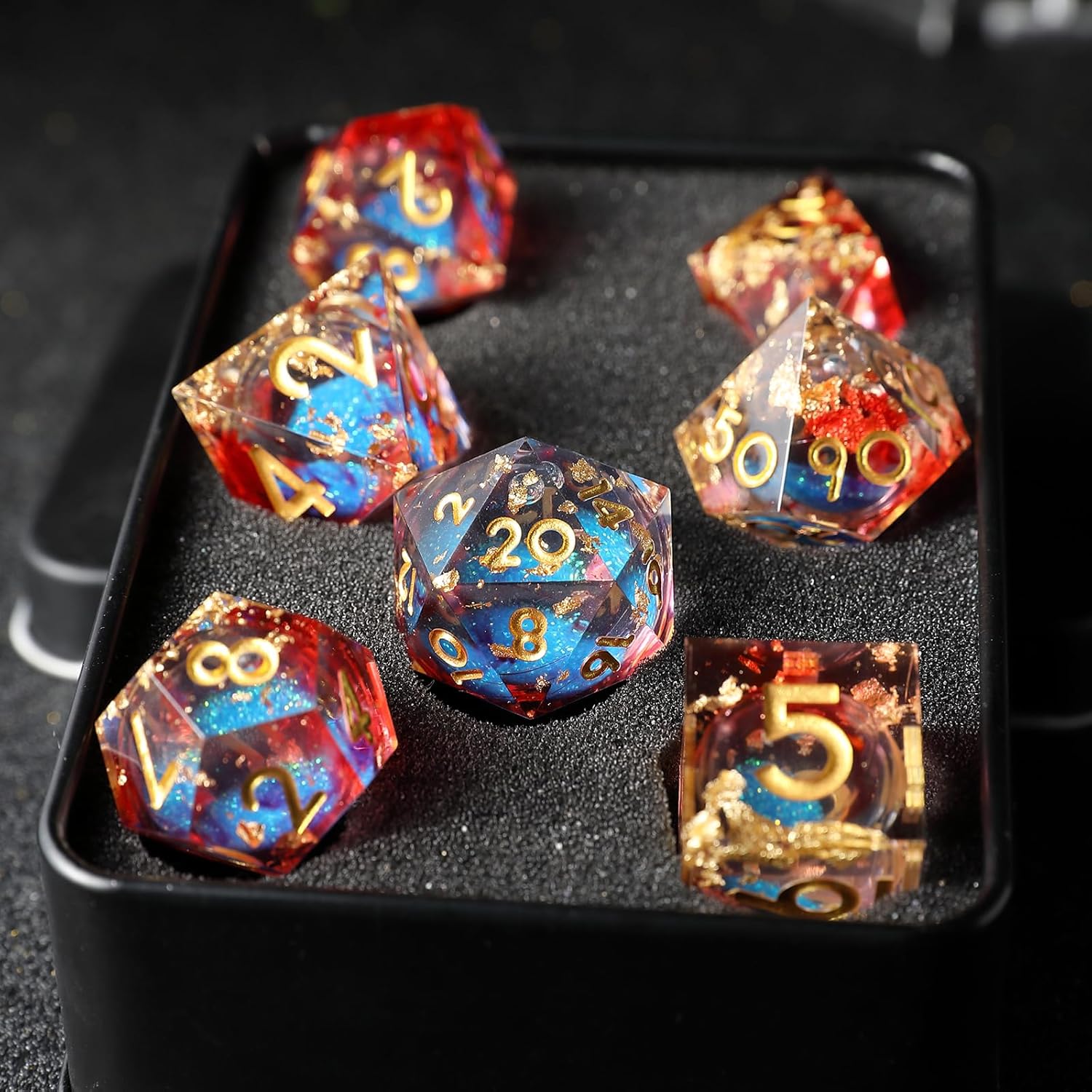 Thumbnail 3 de Liquid Core DND Dice Set 7pcs – Resin Sharp Edged Polyhedral Dice for Dungeons & Dragons