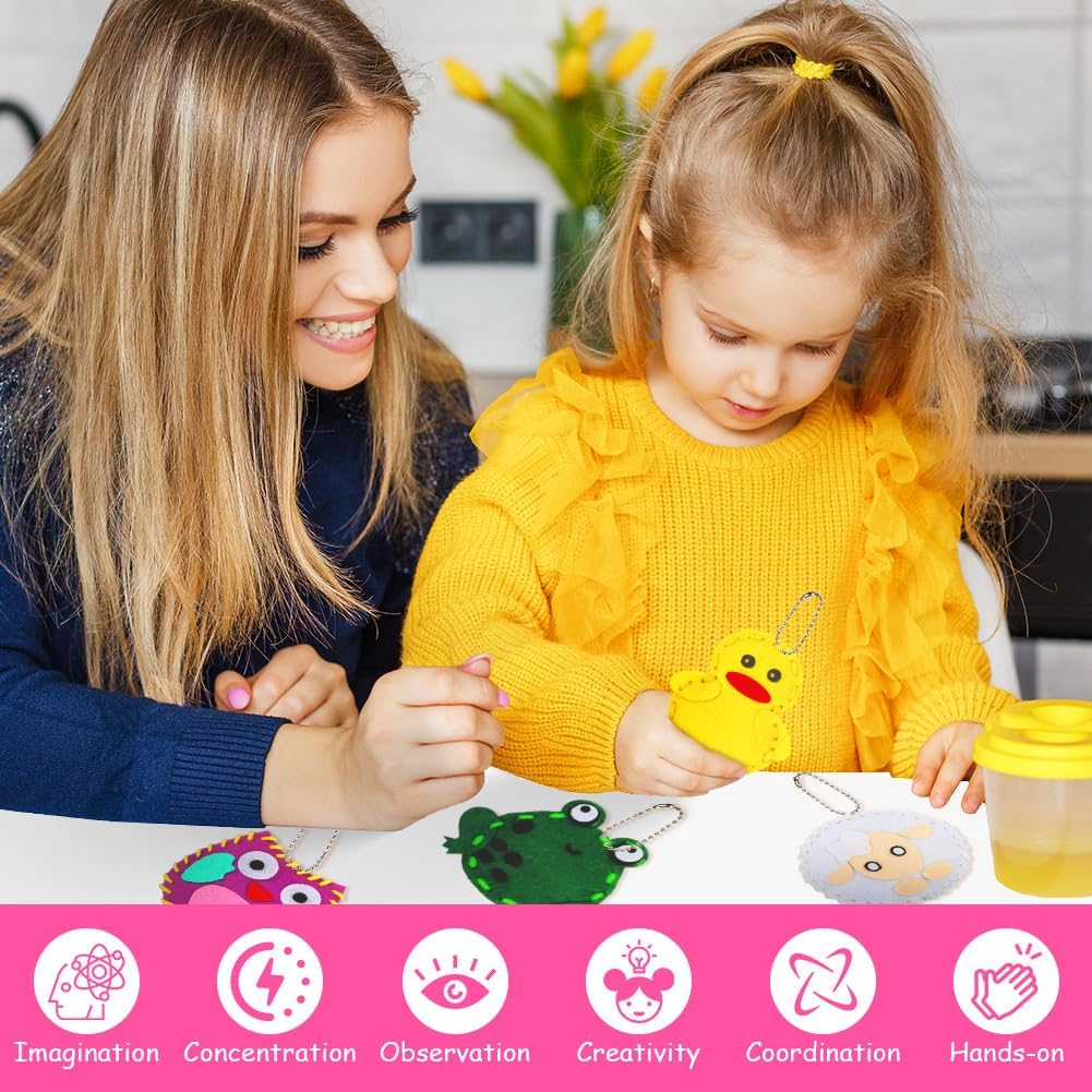 Detalle 2 de Vicloon First Sewing Kit for Kids (12-piece) – cute animal keychain craft set for ages 5–12