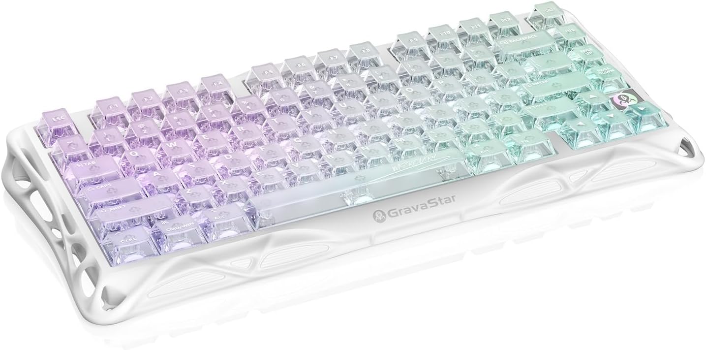 Thumbnail 1 de GravaStar Mercury K1 Lite 75% Gaming-Tastatur (Tri-Mode, Hot Swap, RGB) – QWERTY Crystal Aurora