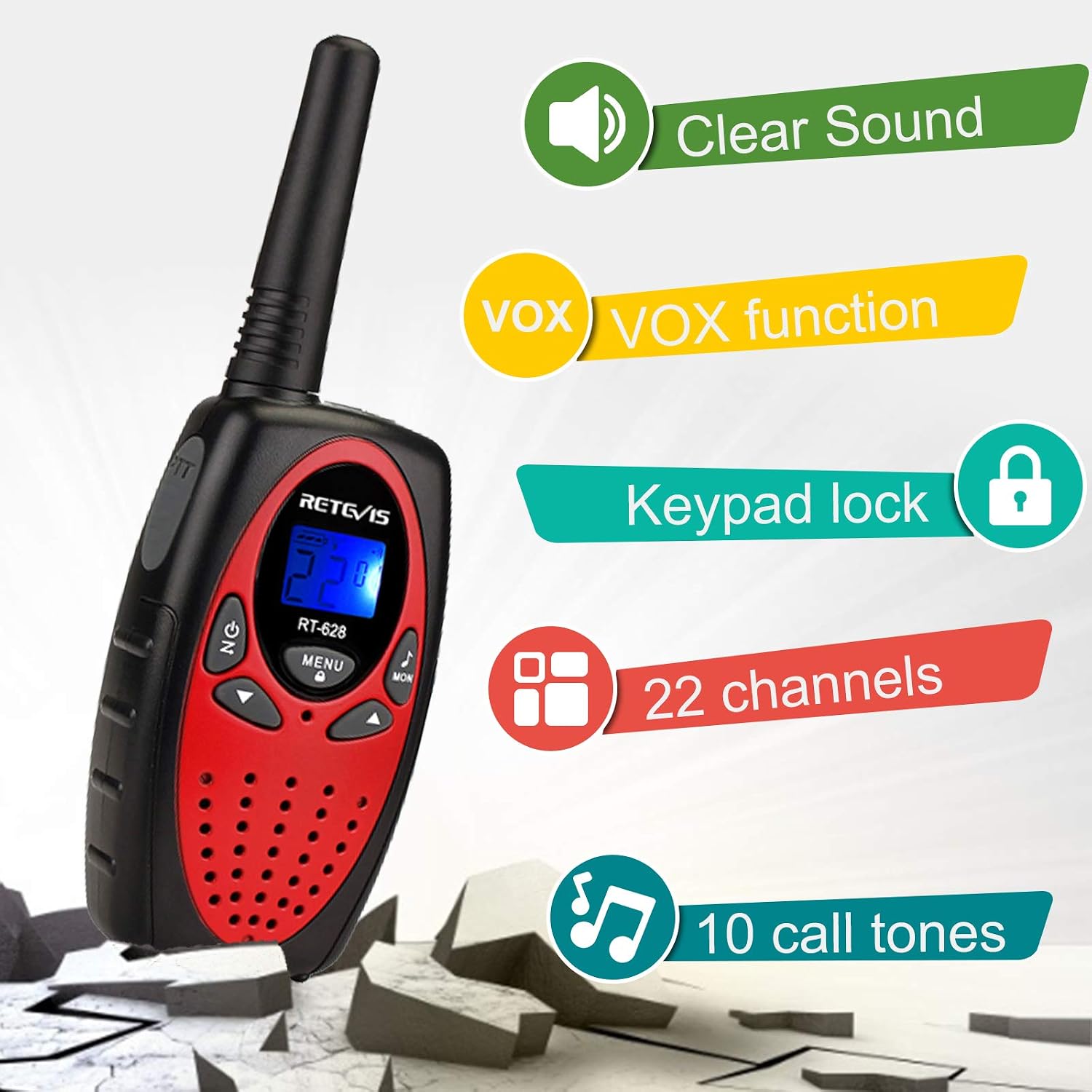 Detalle de Retevis RT628 walkie talkies 6.2in