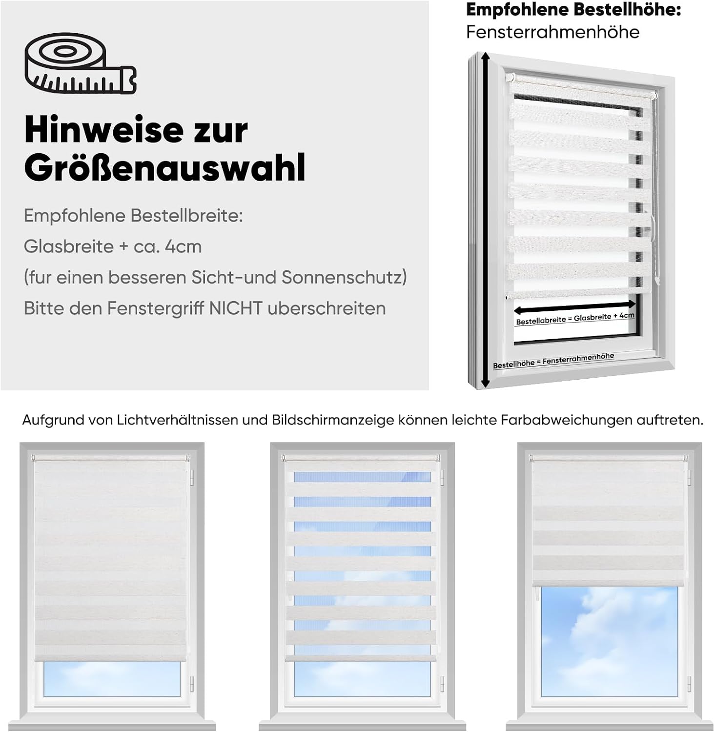 Detalle 2 de Sekey Doppelrollo Klemmfix ohne Bohren für Fenster – 90x130 cm, Leinenoptik