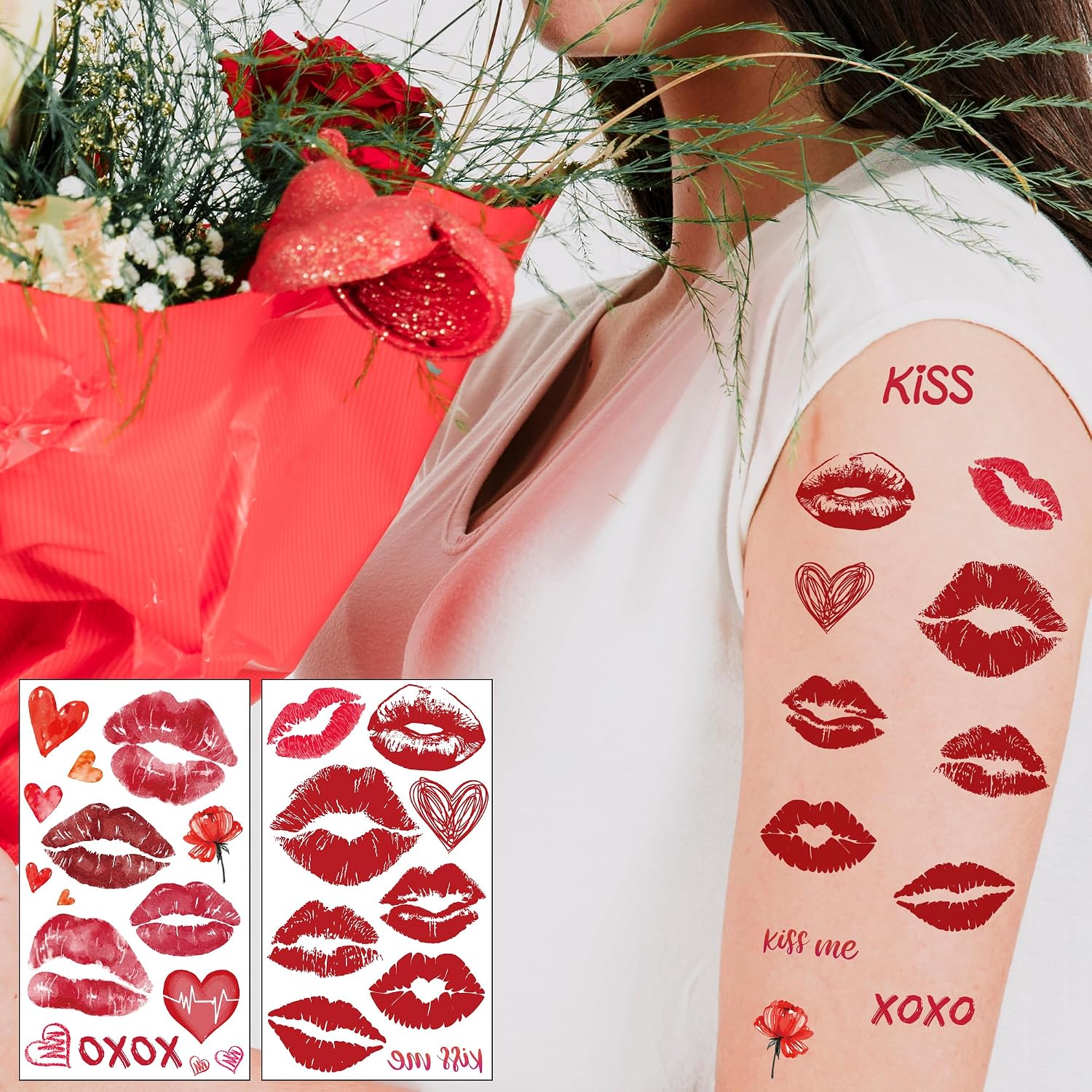 Thumbnail 3 de 120-Pack Cupid and Valentine Temporary Tattoos for Skin and Smooth Surfaces