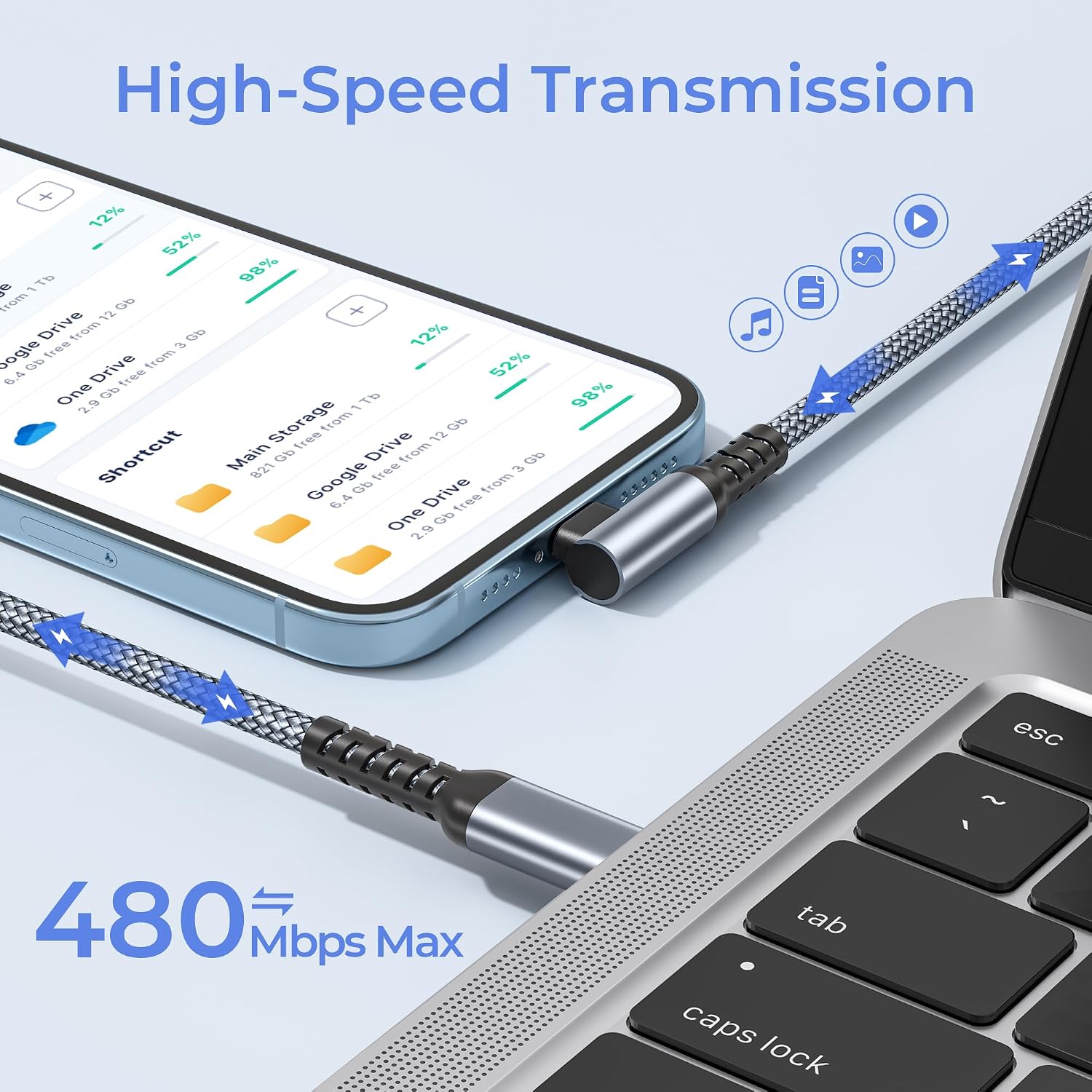 Thumbnail 5 de BASESAILOR iPhone 14 right‑angle 3m Lightning cable