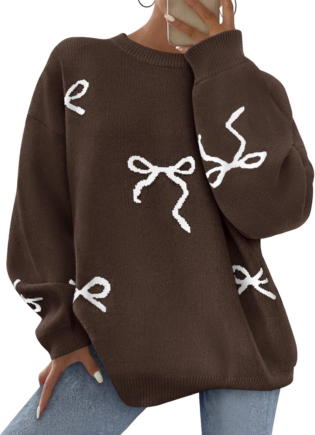 Thumbnail 4 de PRETTYGARDEN Oversized Bow Knit Sweater S–XL