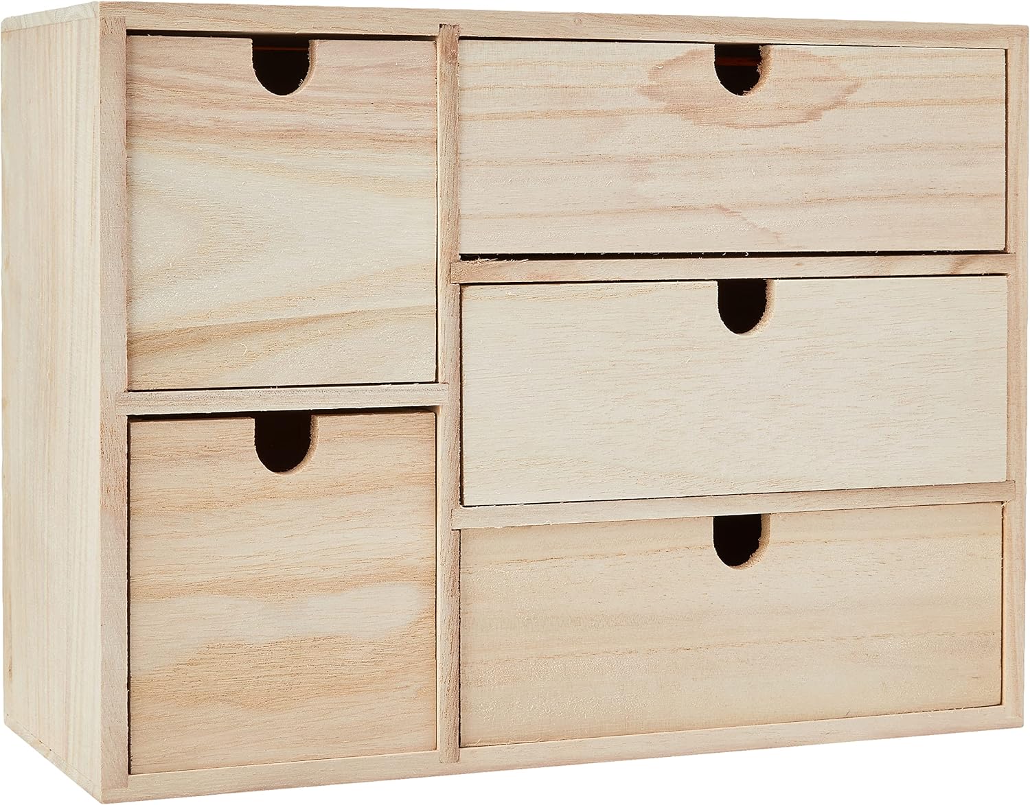 Detalle de Artemio 14002158 Wooden Storage Box, 5 Drawers, Brown Wood, 35 x 15 x 26 cm