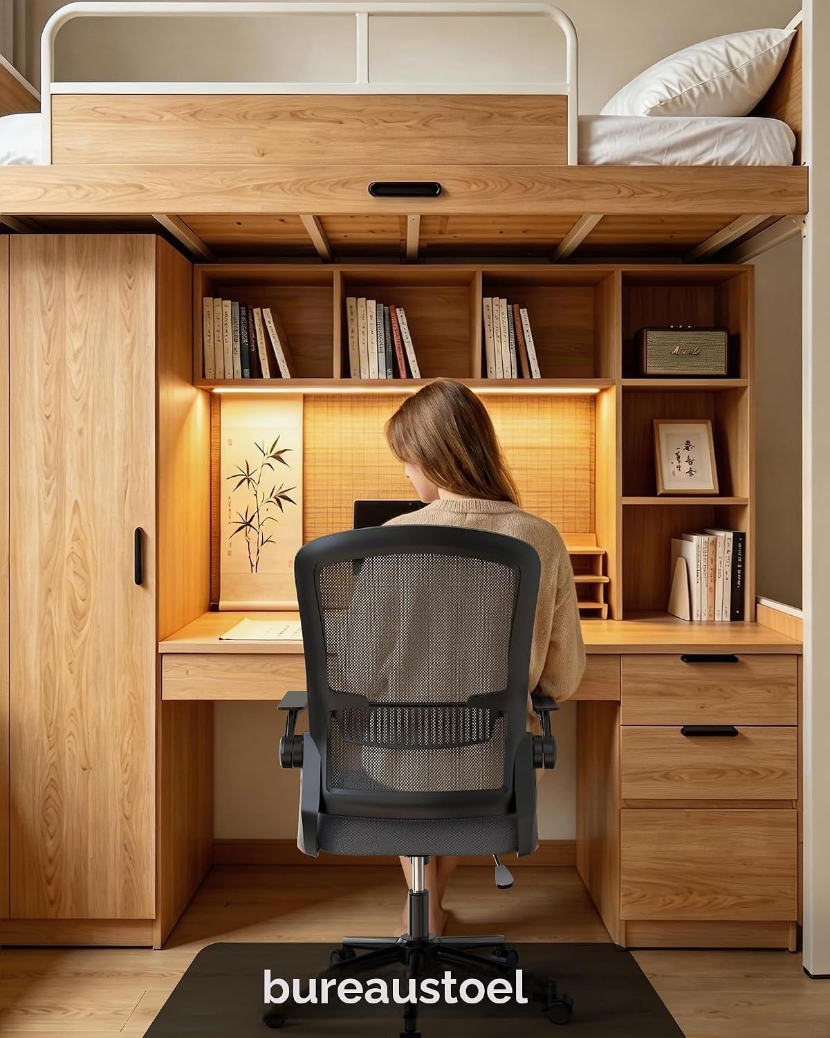Thumbnail 6 de naspaluro M ergonomische bureaustoel met mesh, lendensteun en opklapbare armleuningen