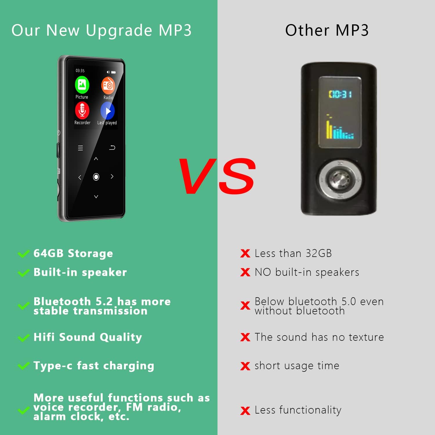 Thumbnail 5 de AiMoonsa 64GB MP3 Player with Bluetooth 5.2
