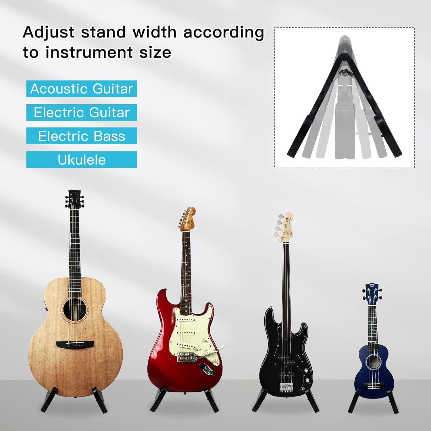 Detalle de GUITTO GGS-01 Guitar Stand Tripod Adjustable Classic A-Frame Stand