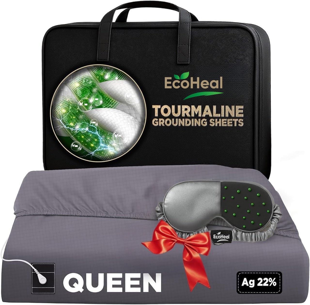Detalle de ECOHEAL EH-GS20TC Queen Grounding Fitted Sheet, Silver Fibre and Tourmaline Cotton