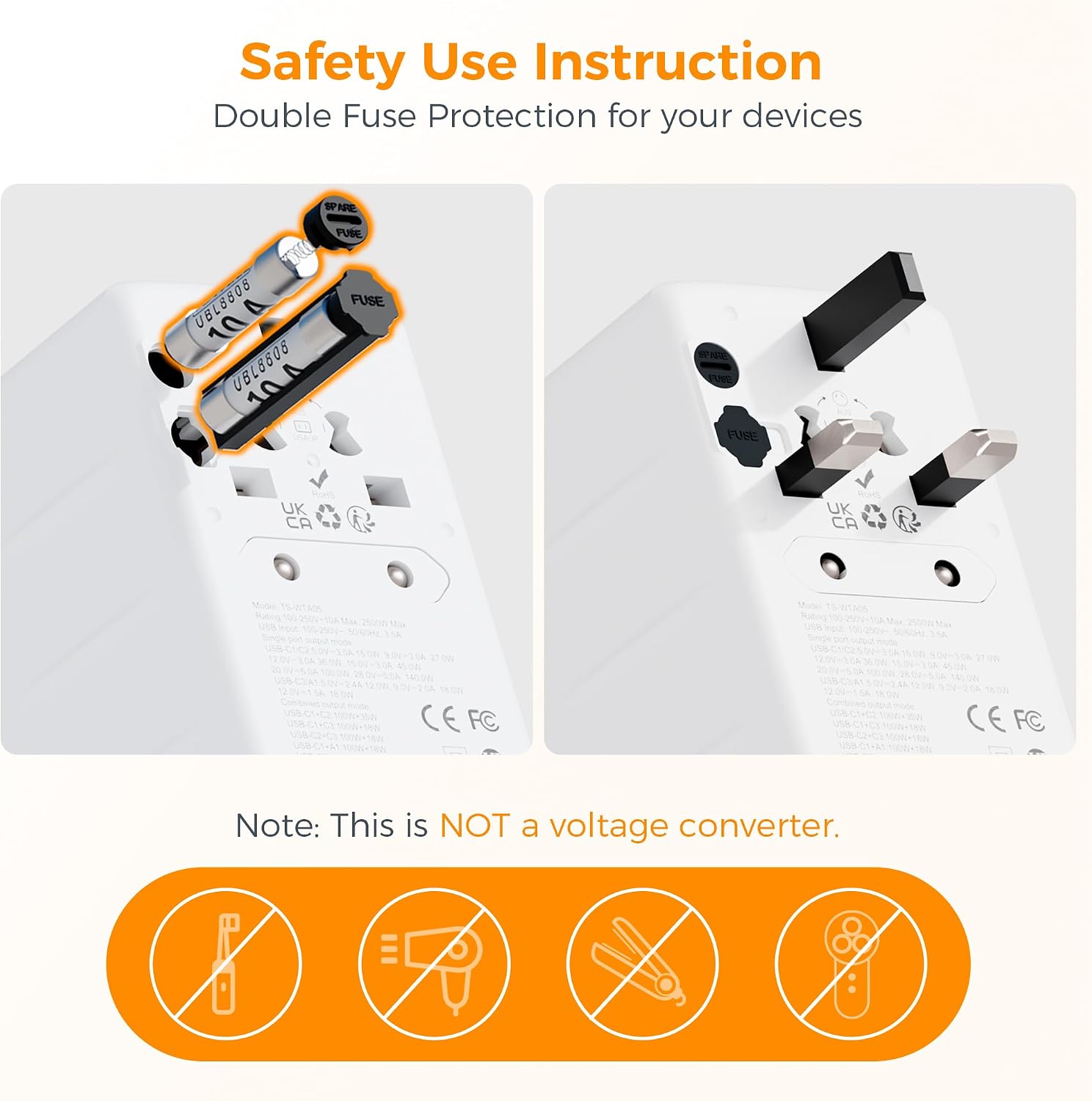 Thumbnail 5 de TESSAN Universal Travel Adapter 140W with USB-C ports ๐