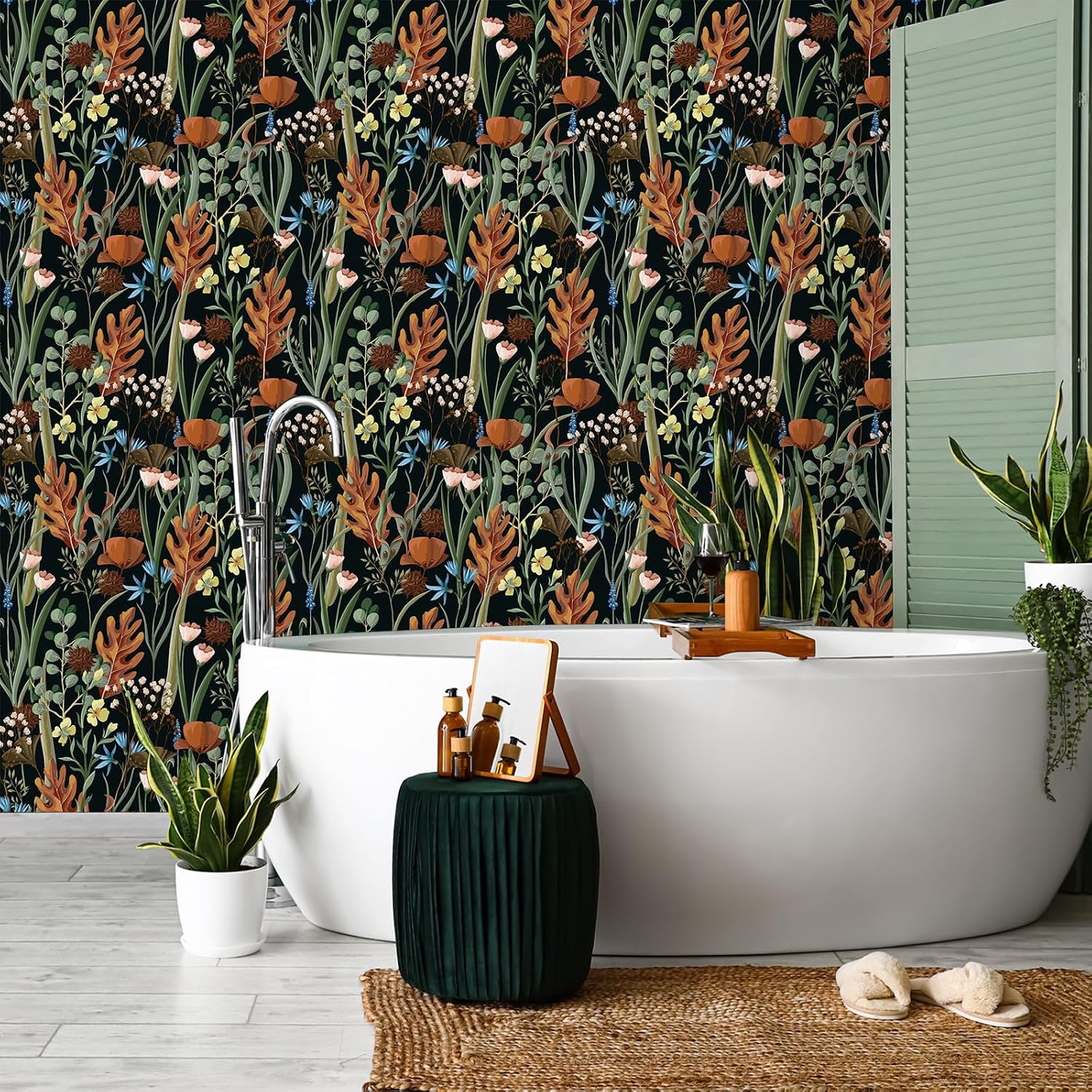 Thumbnail 5 de VEELIKE Vintage Black Floral Wallpaper 44.5×300cm