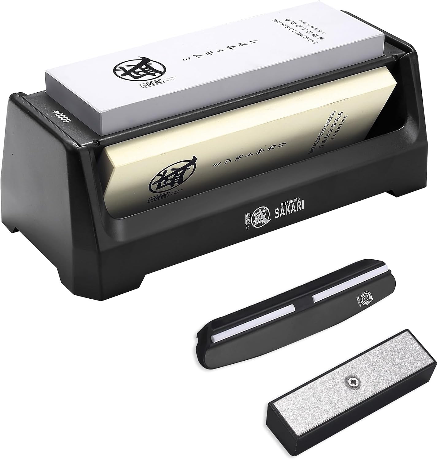 Detalle de MITSUMOTO SAKARI slijpsteen 240/1000/6000 met antislip ABS-basis