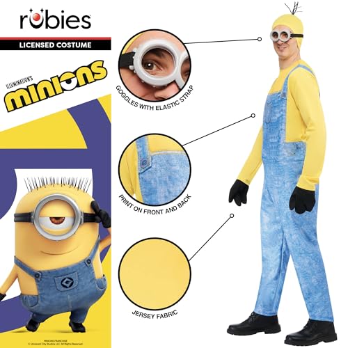 Thumbnail 3 de Rubies Official Minion Kevin Adult Costume with Printed Jumpsuit and Foam Headpiece