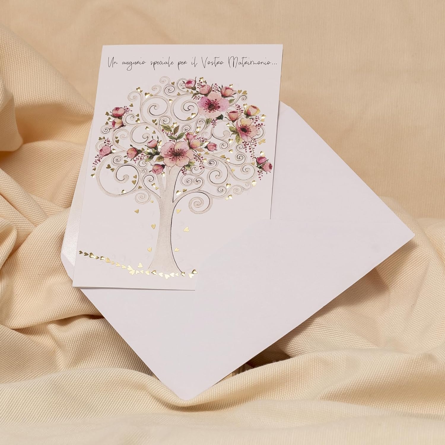 Detalle 2 de ARKRAFT biglietti auguri matrimonio con finitura oro caldo e bustina portasoldi 17 x 12 cm (M27)