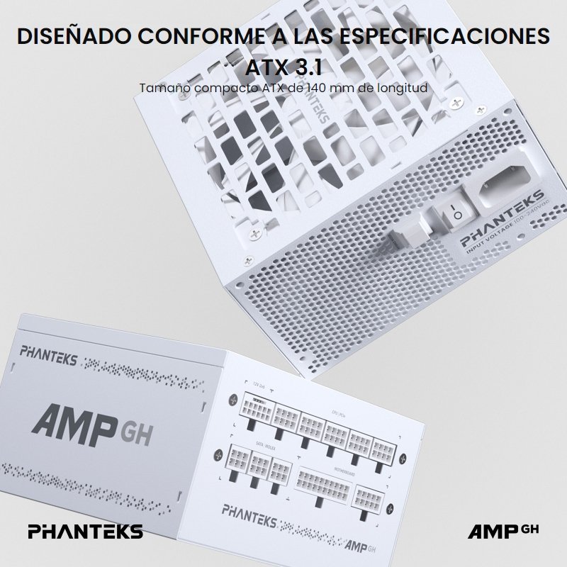Detalle de Phanteks AMP GH 750W 80 Plus Gold Modular – blanca