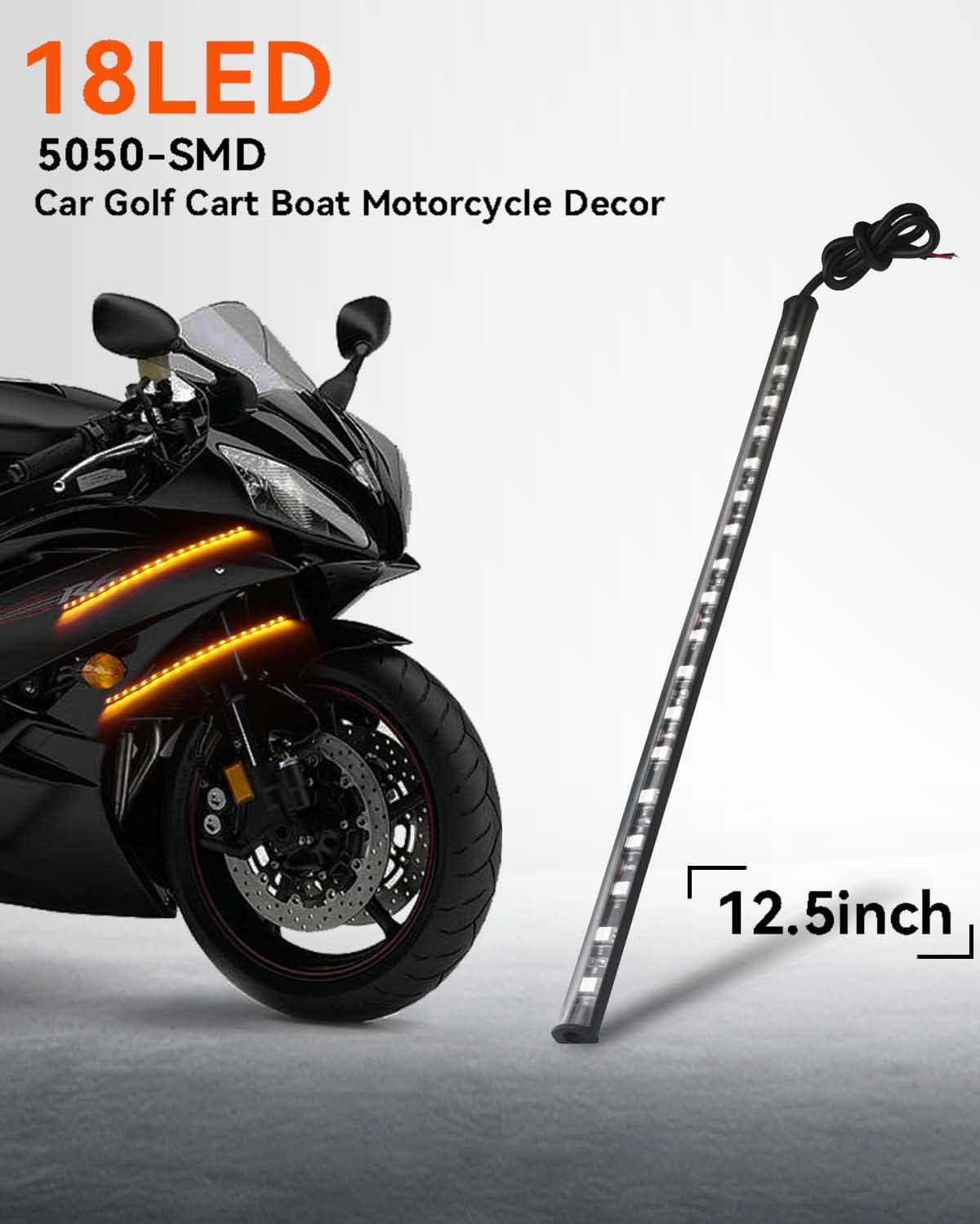 Thumbnail 5 de Motorbike & Car Underglow Lights 32cm Yellow 5050 18SMD Waterproof LED Strip Set of 4 (12V)