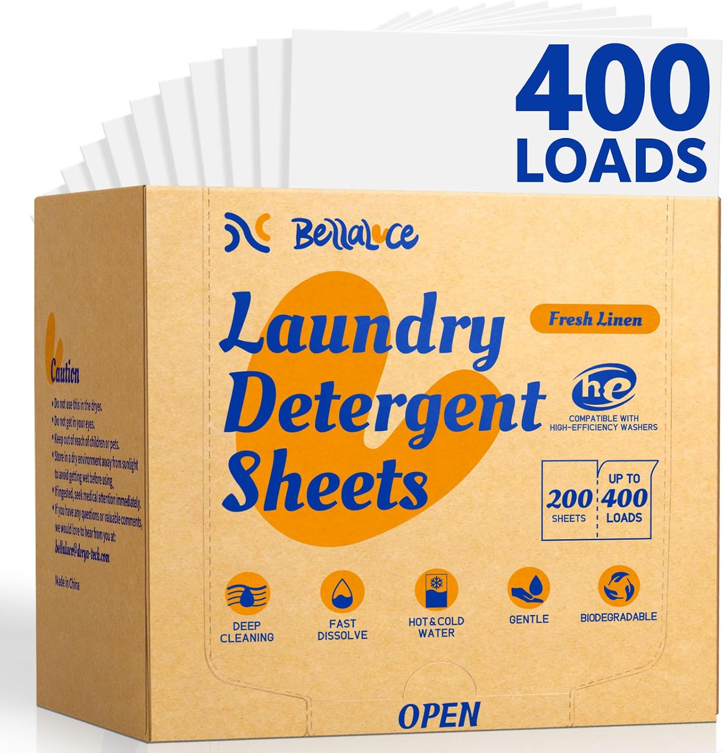 Detalle de BellaLuce Laundry Detergent Sheets, 400 Loads