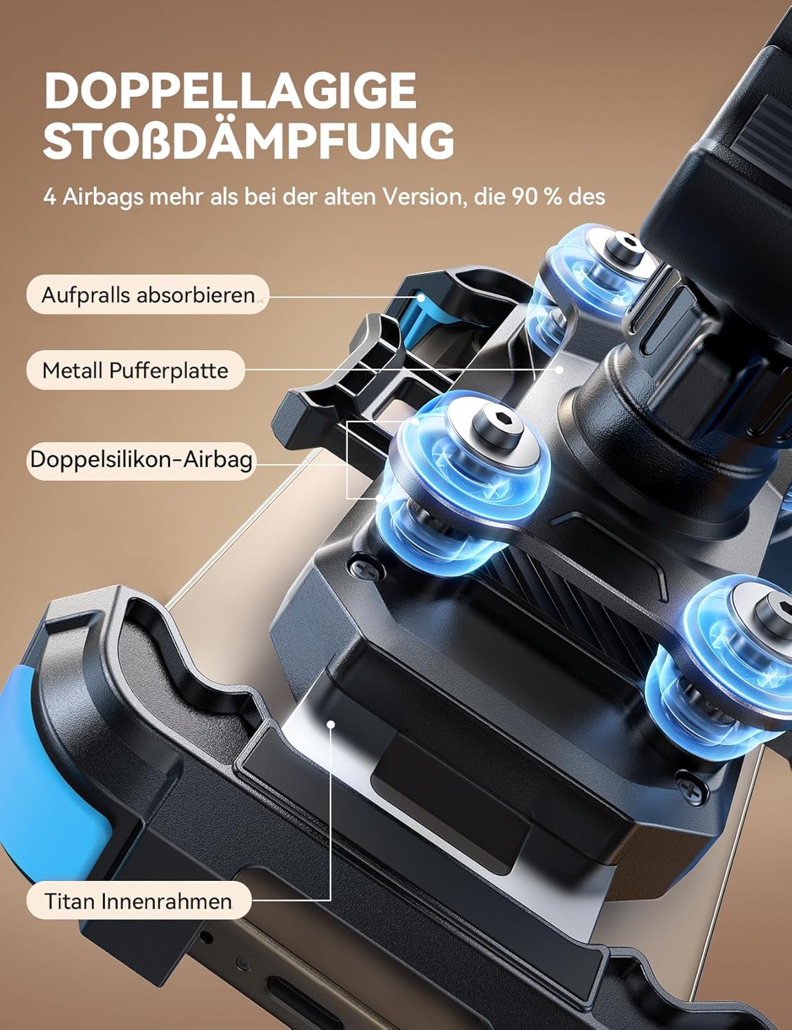 Detalle de JOYROOM Handyhalterung Motorrad – Doppelt vibrationsgedämpft, 1‑Klick Öffnung, 360° Drehbar, für iPhone 16/15/14/13 und Samsung S24/S23