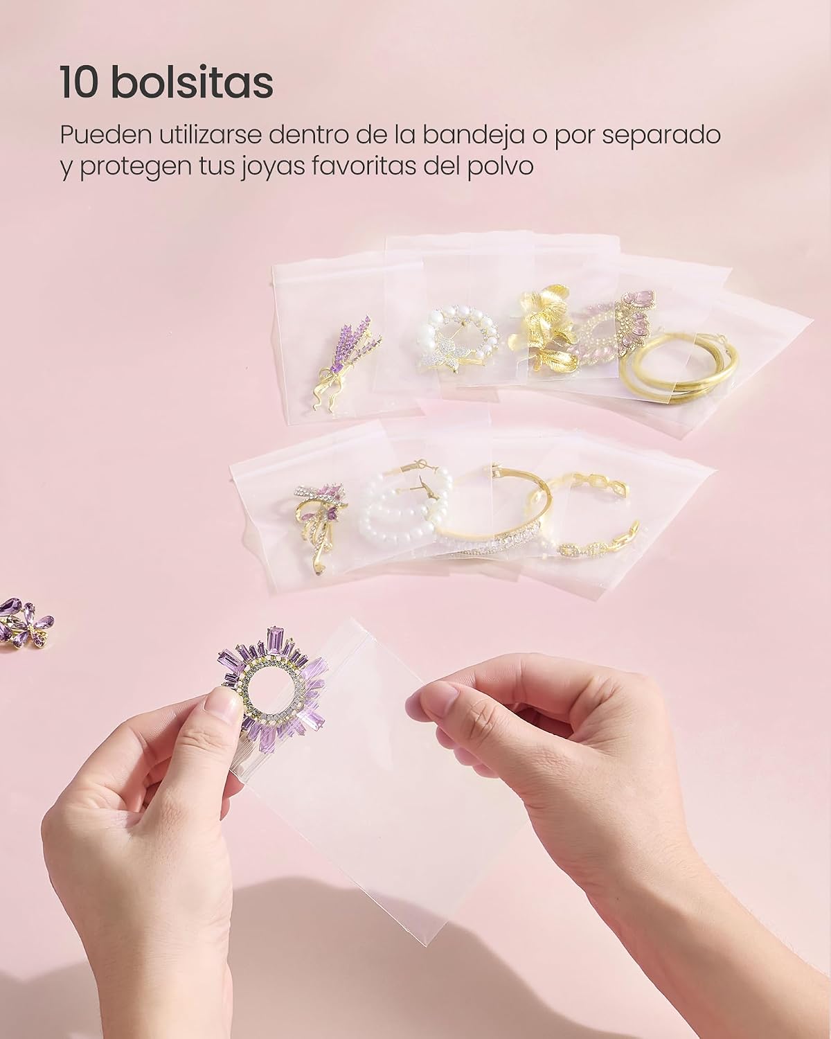 Detalle de SONGMICS Portajoyas JJS036AB01: Portajoyas de metal con bandeja de terciopelo y tres marcos para ordenar collares, pulseras, pendientes y anillos